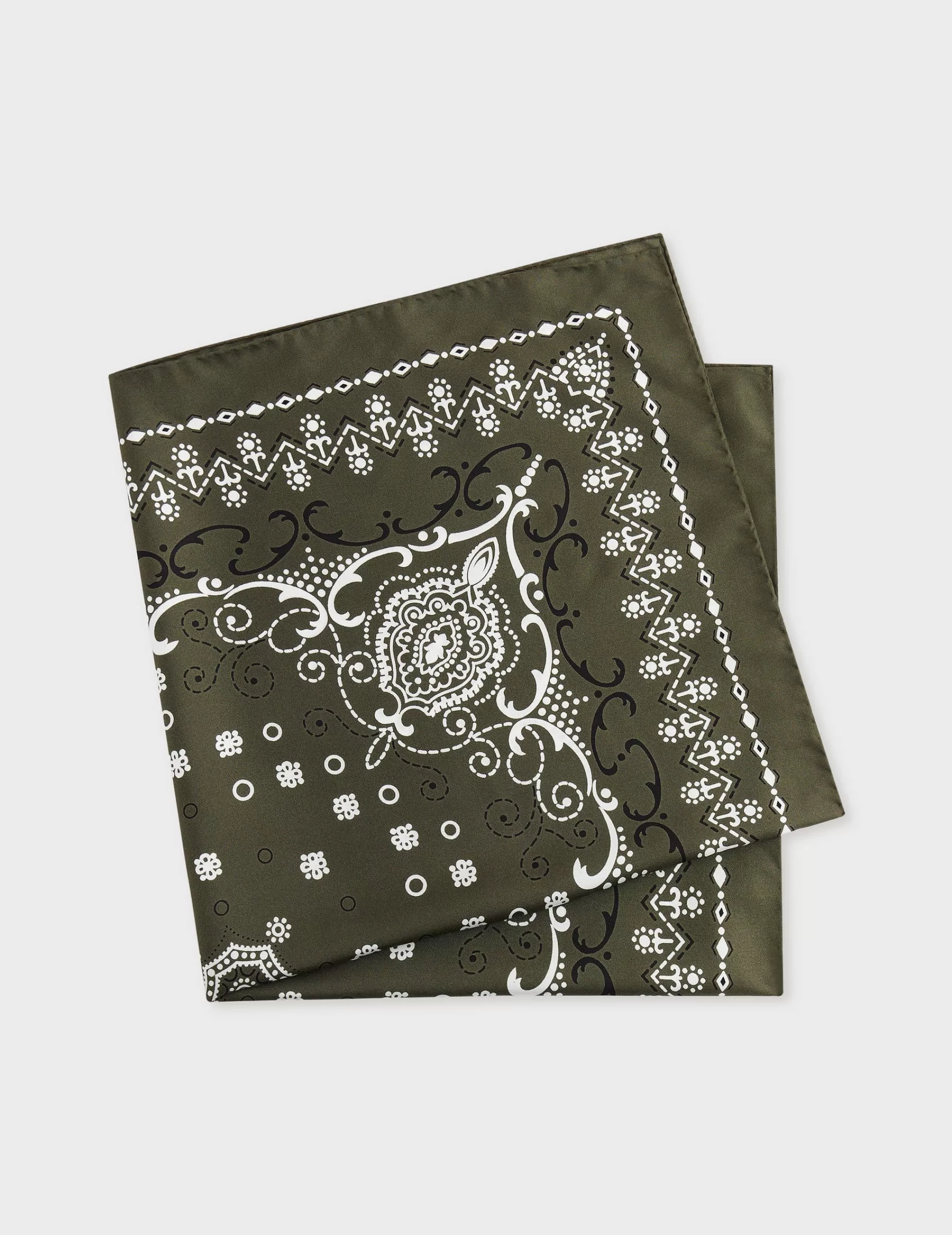 Figaret Paris Accessories | Scarfs | Bandana En Twill De Soie Kaki