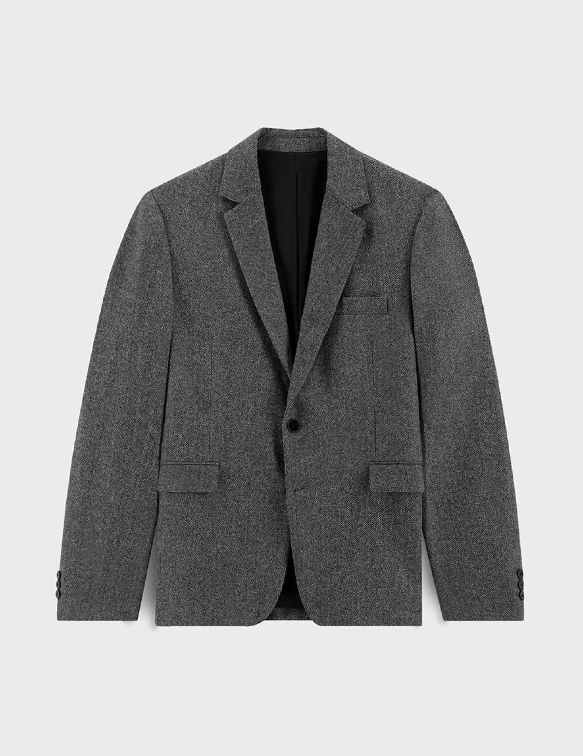 Figaret Paris Outerwear | Blazer Gabin En Toile De Laine Grise