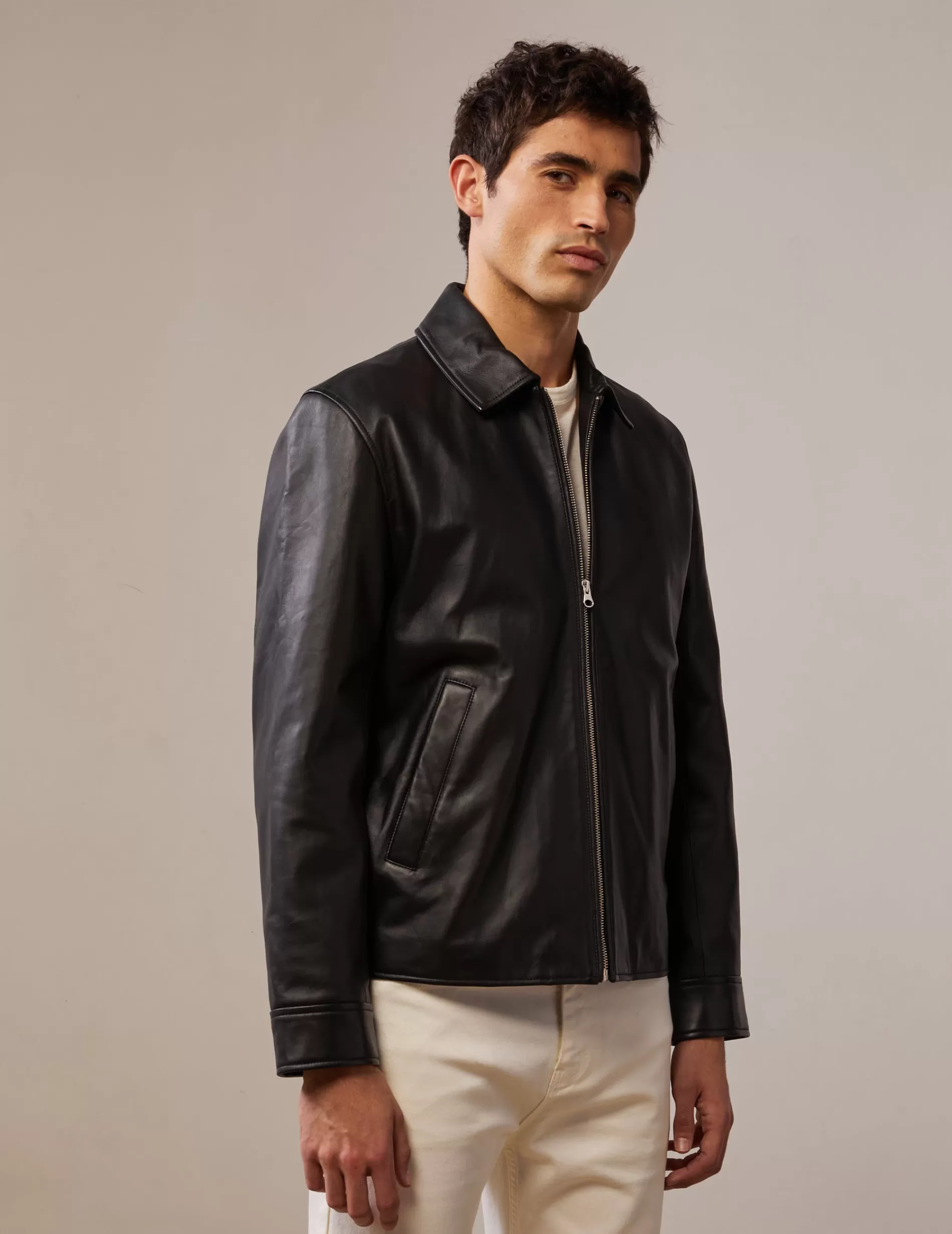 Figaret Paris Outerwear | Blouson Hunter En Cuir Noir