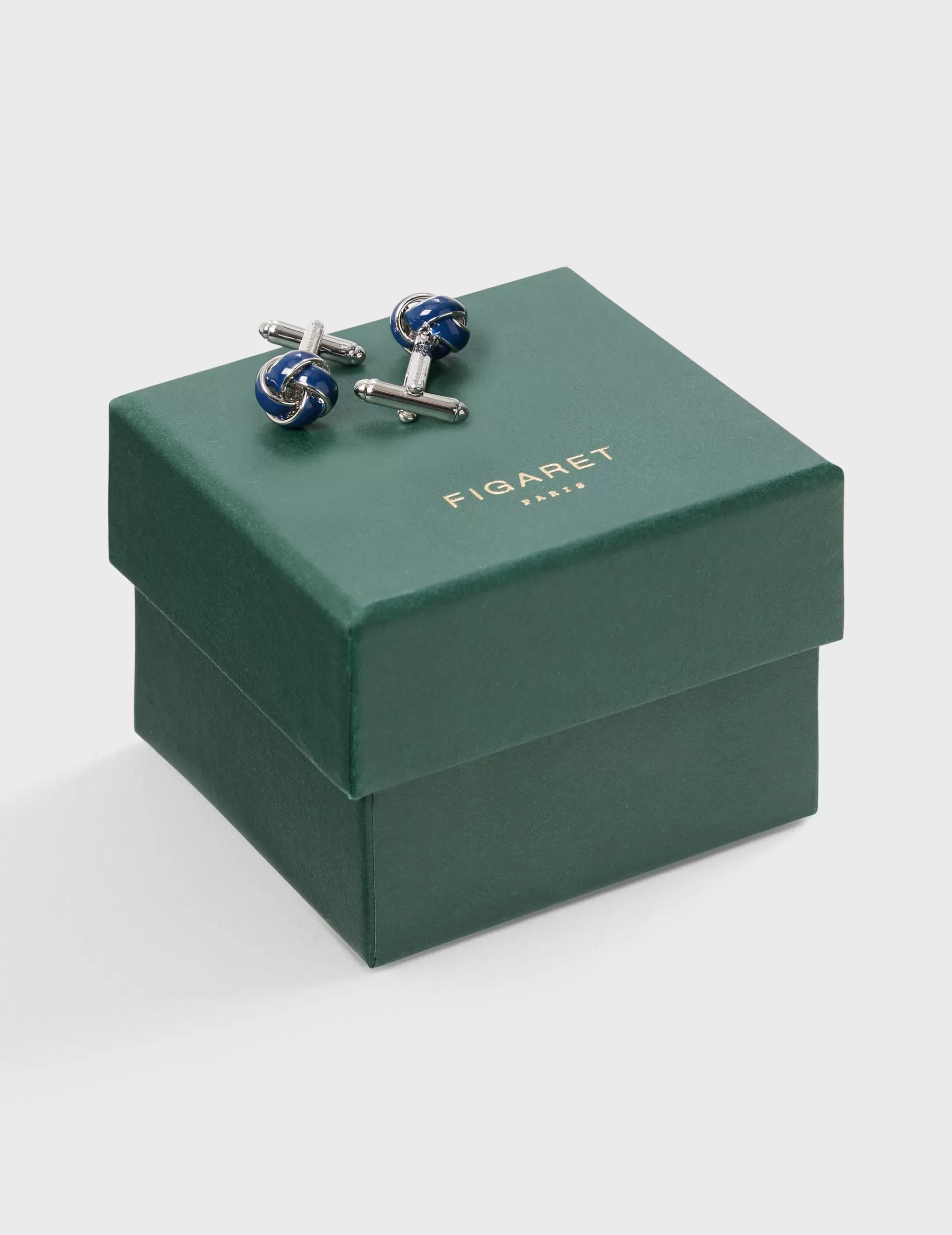 Figaret Paris Cufflinks | Boutons De Manchette Nœud Marine Et Argent