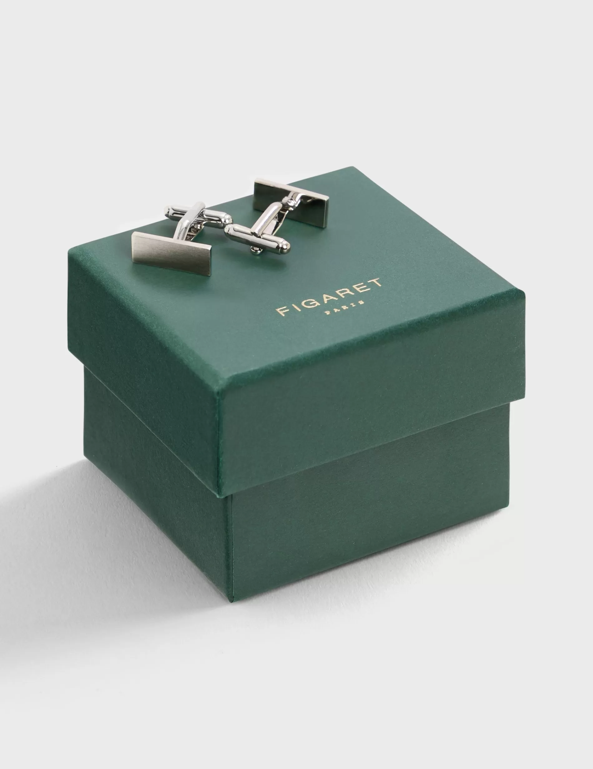 Figaret Paris Cufflinks | Boutons De Manchette Rectangulaires Argent Brossé