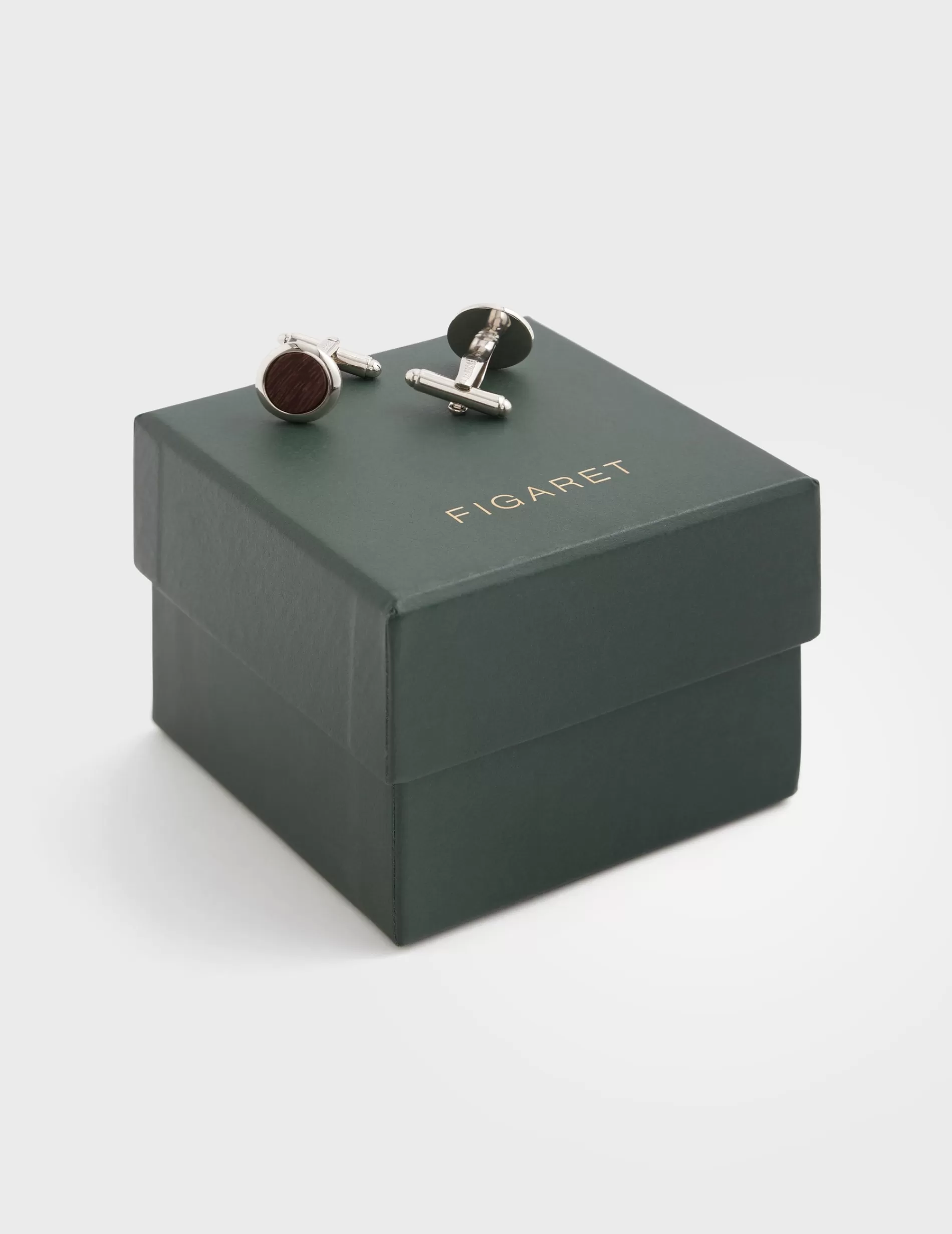 Figaret Paris Cufflinks | Boutons De Manchettes Argenté En Bois