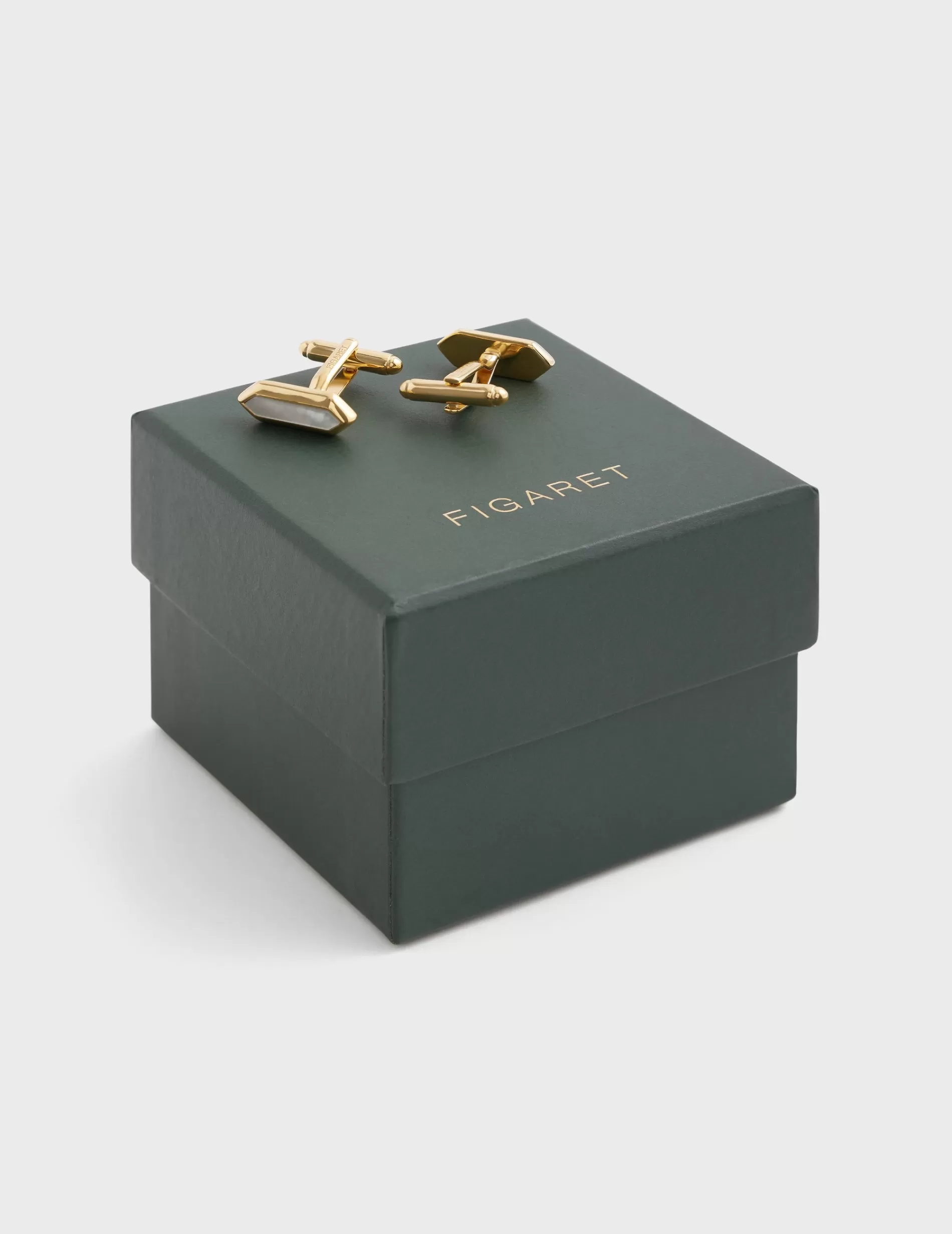 Figaret Paris Cufflinks | Boutons De Manchettes Hexagone Dorés