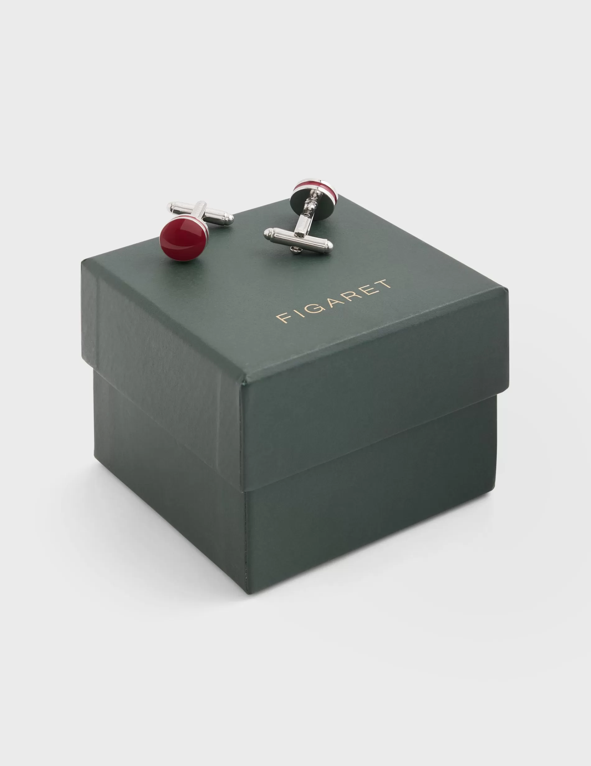 Figaret Paris Cufflinks | Boutons De Manchettes Rouge Et Argent