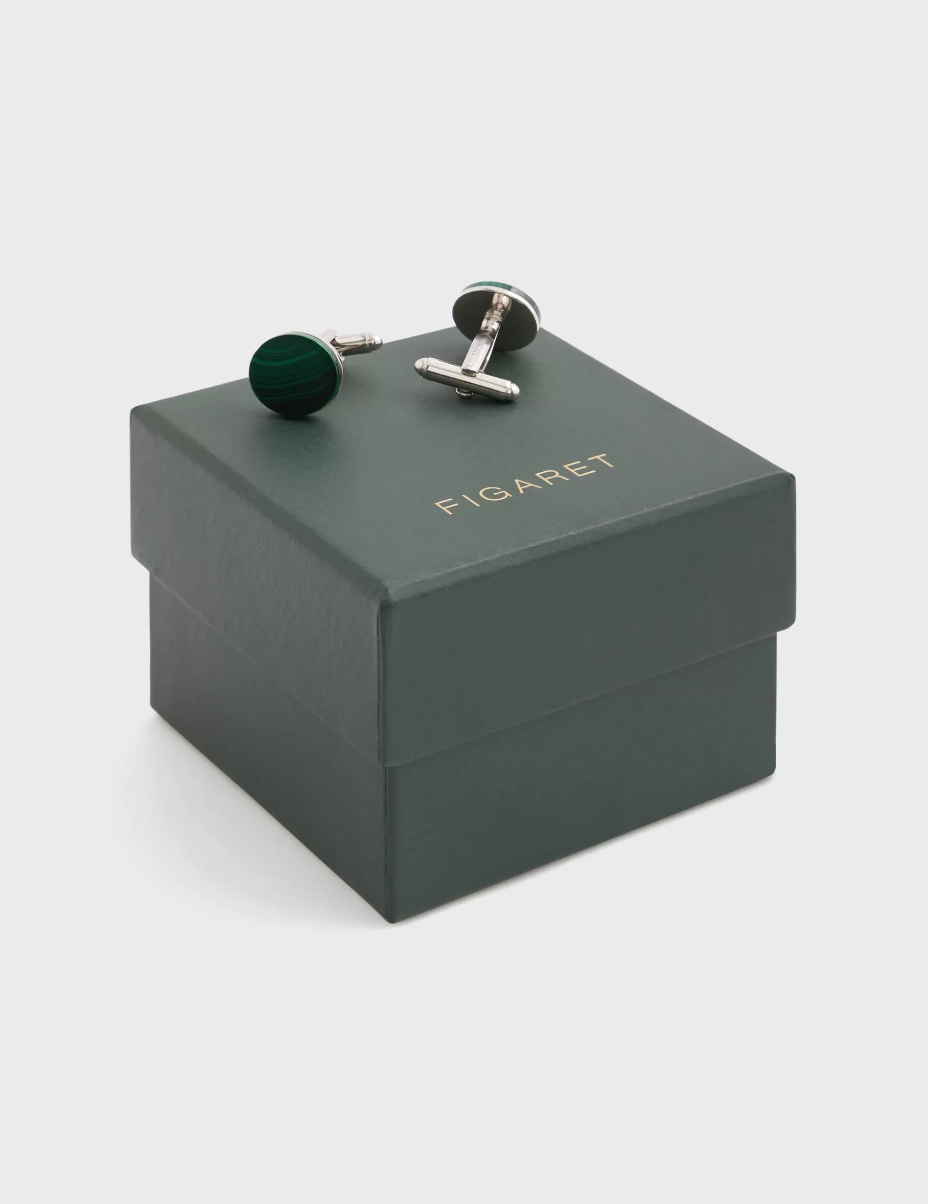 Figaret Paris Cufflinks | Boutons De Manchettes Vert Et Argent