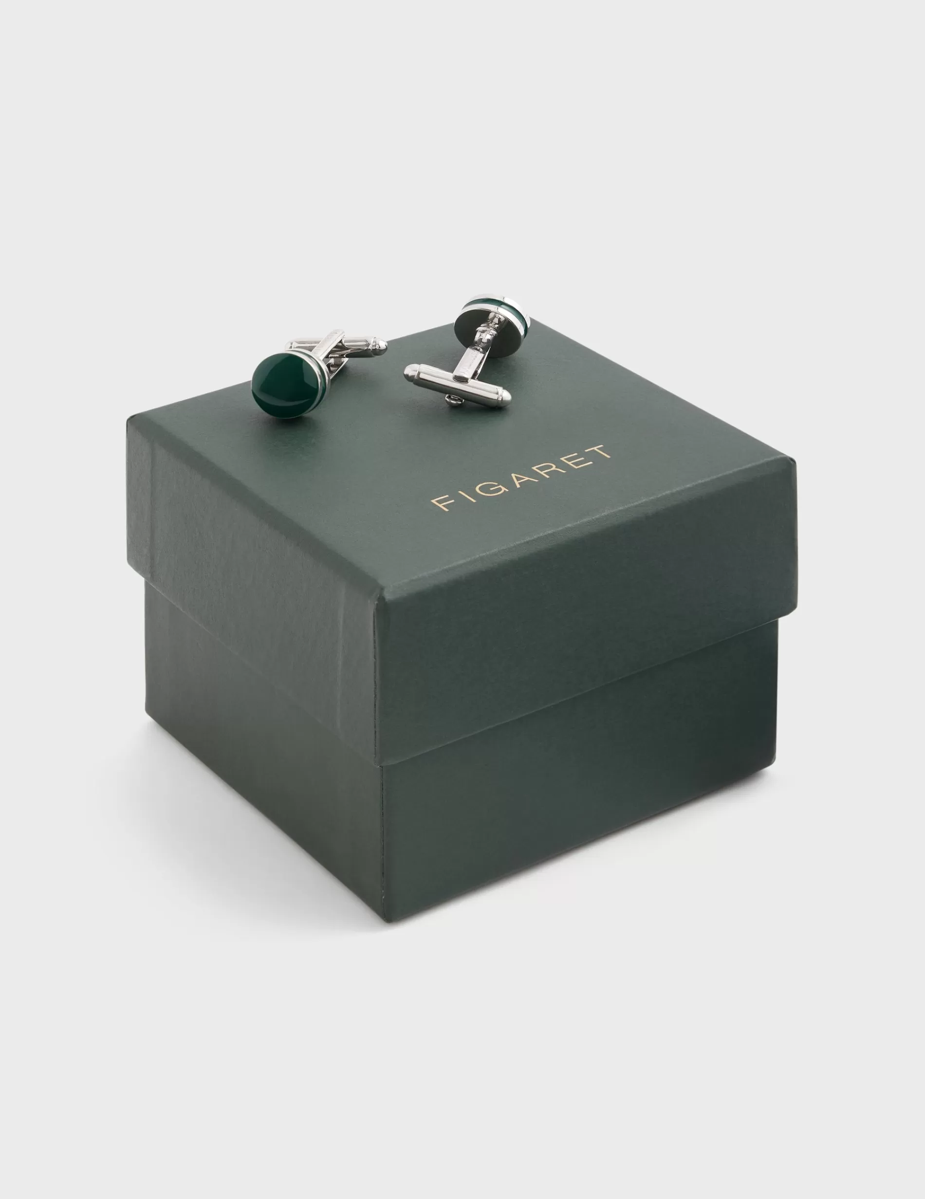 Figaret Paris Cufflinks | Boutons De Manchettes Vert Et Argent
