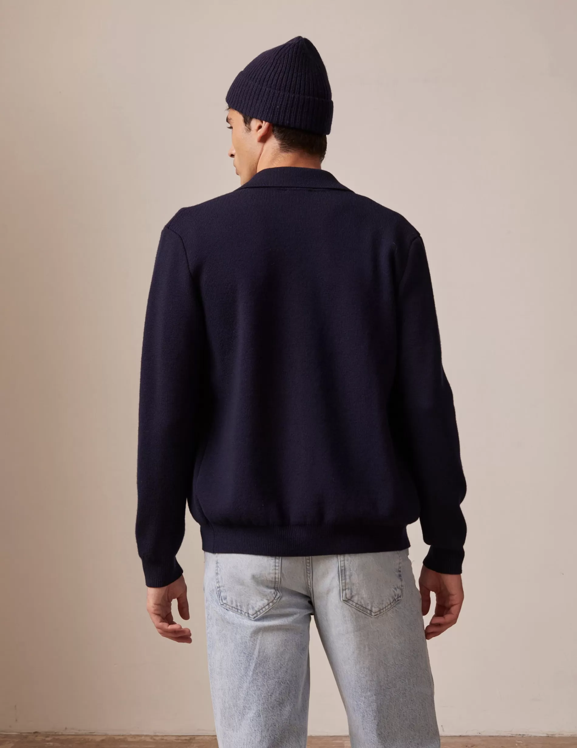 Figaret Paris Sweaters | Cardigan Faust En Laine Mérinos Bleu Marine