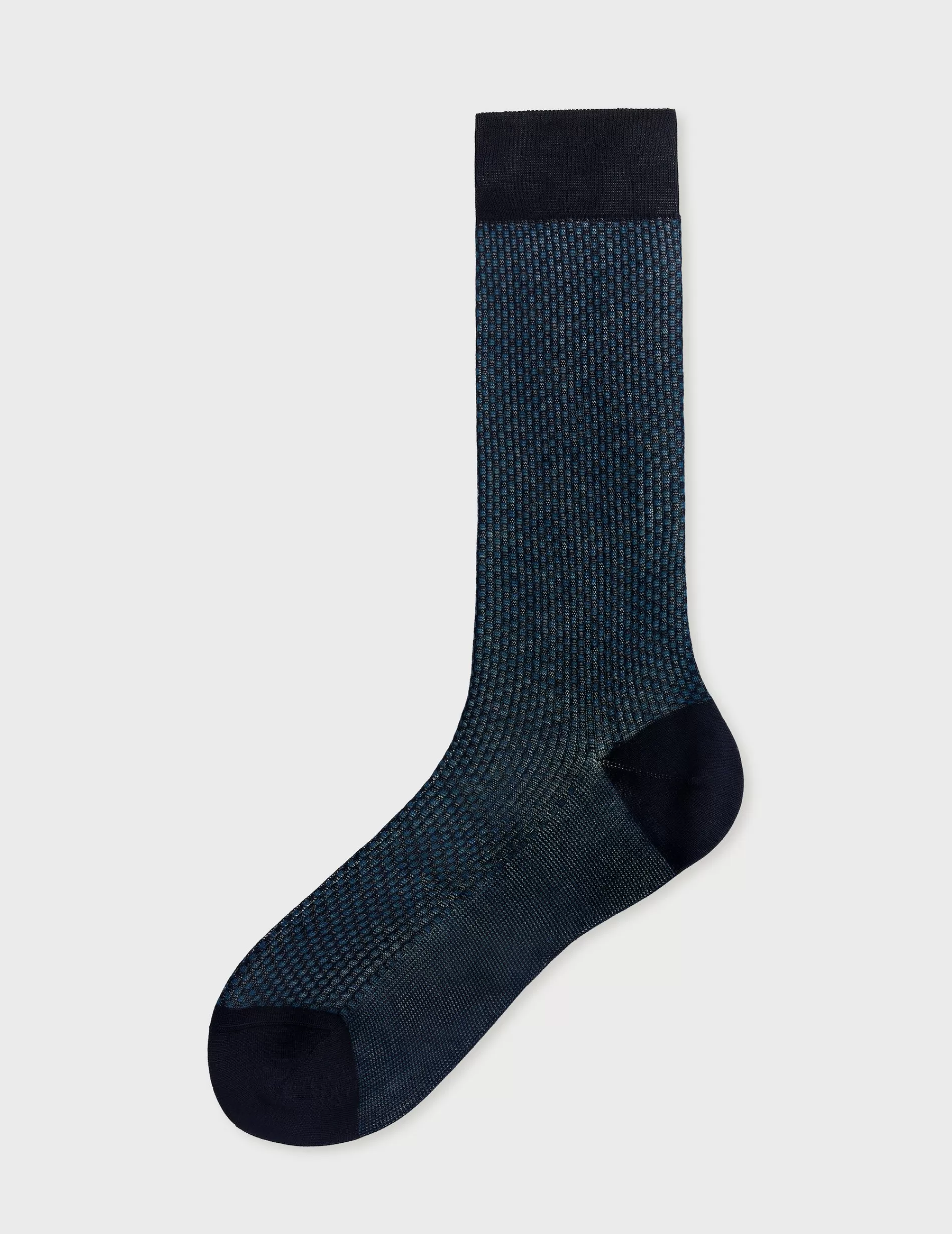 Figaret Paris Socks | Chaussettes En Double Fil D'Ecosse à Damiers Bleu