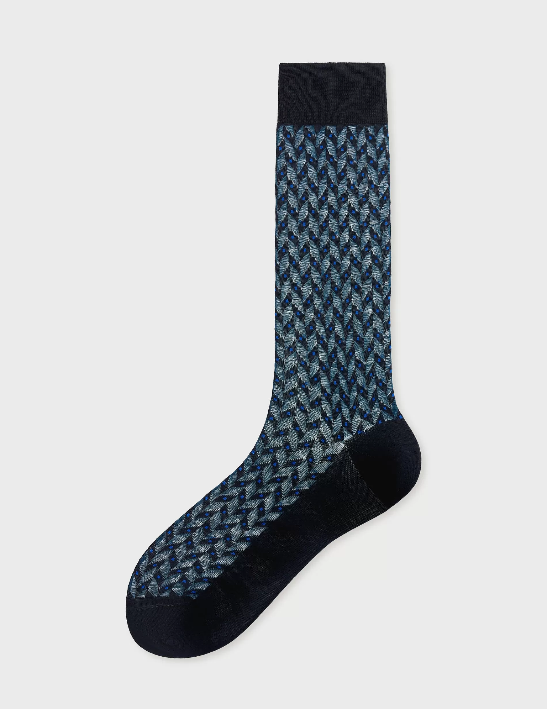 Figaret Paris Socks | Chaussettes En Double Fil D'Ecosse à Motifs Bleu Et Marine