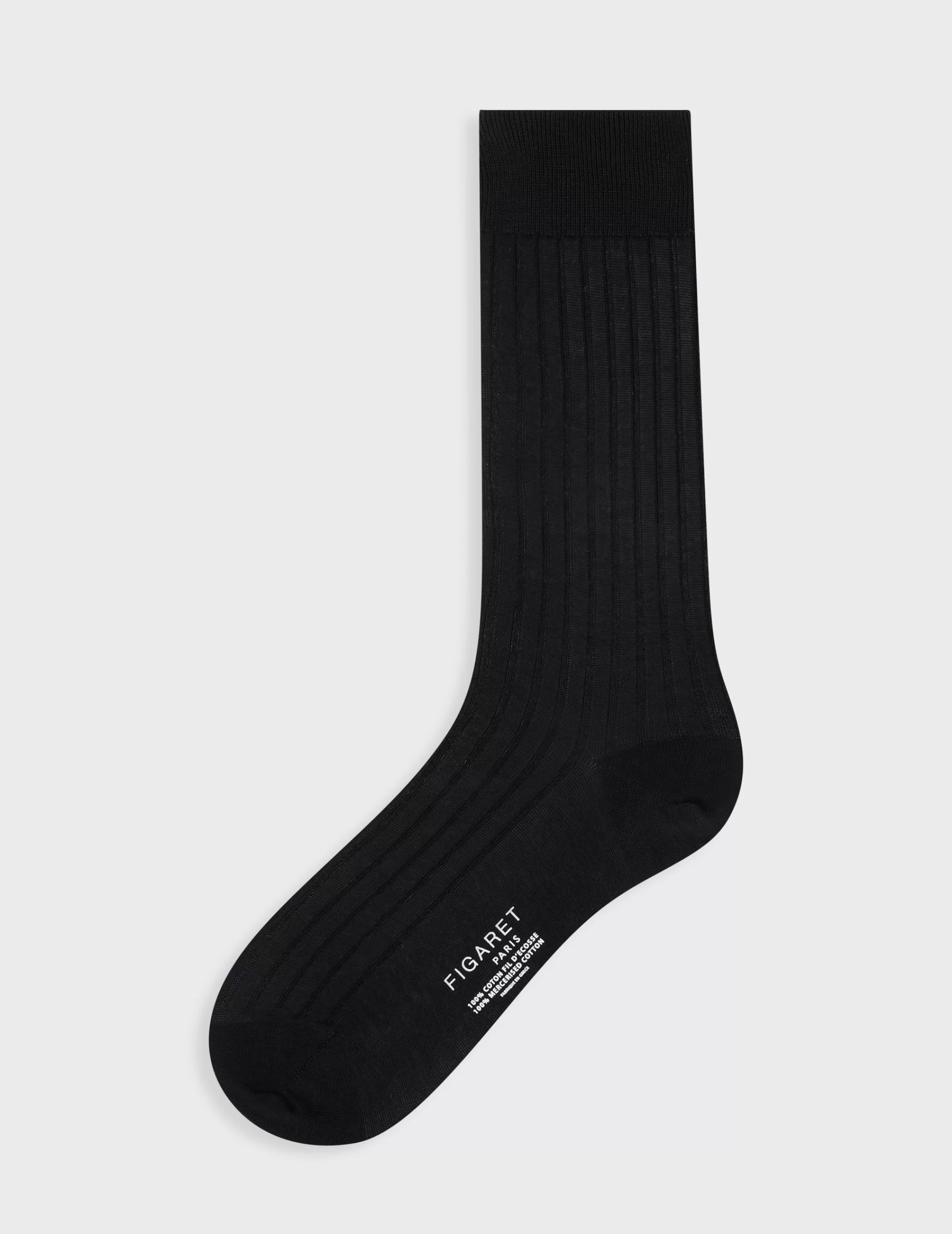 Figaret Paris Socks | Chaussettes En Fil D'Ecosse Noir