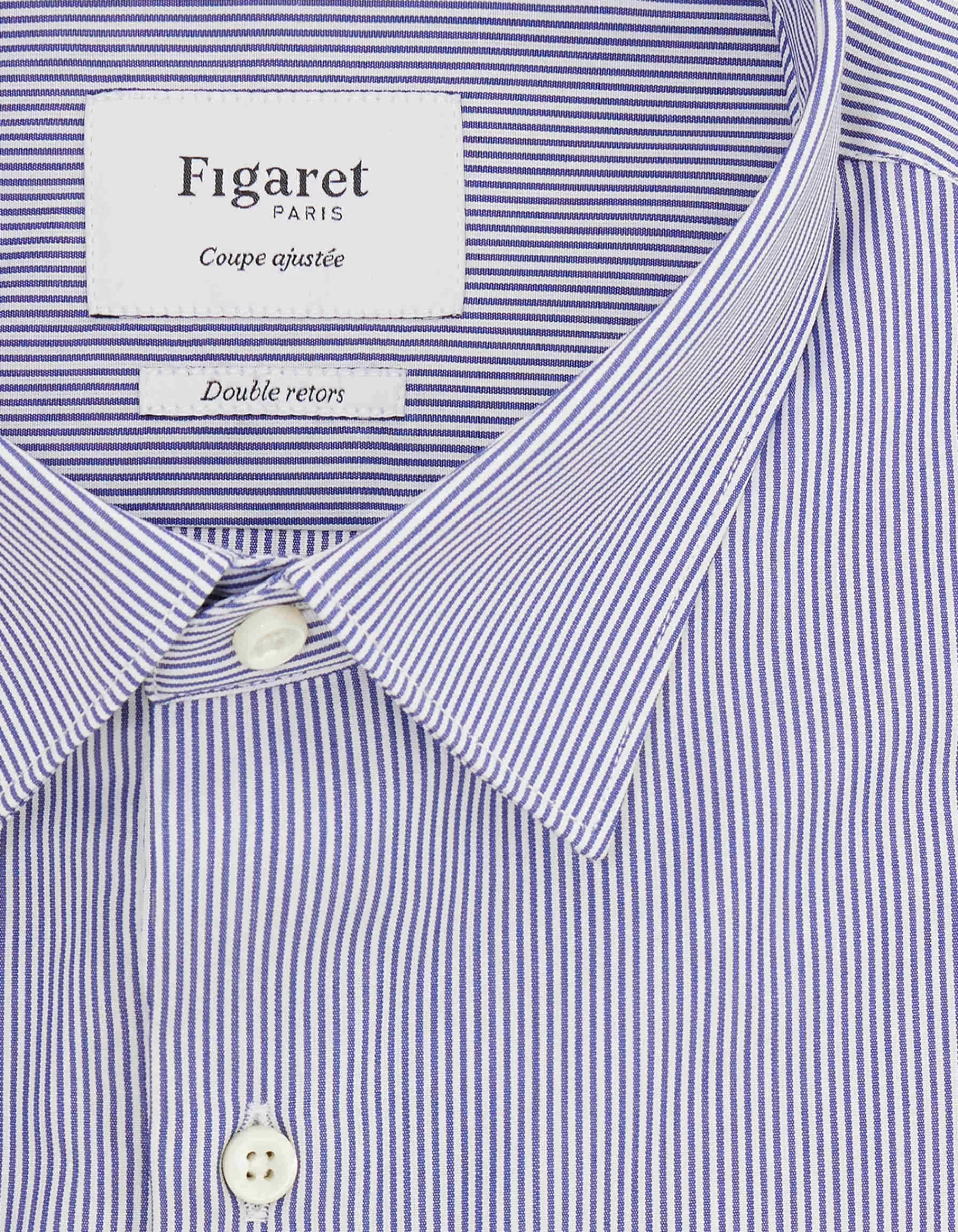 Figaret Paris Colors & Patterns·Stripe Shirts | Colors & Patterns·Blue Shirts | Chemise Ajustée Rayée Bleue