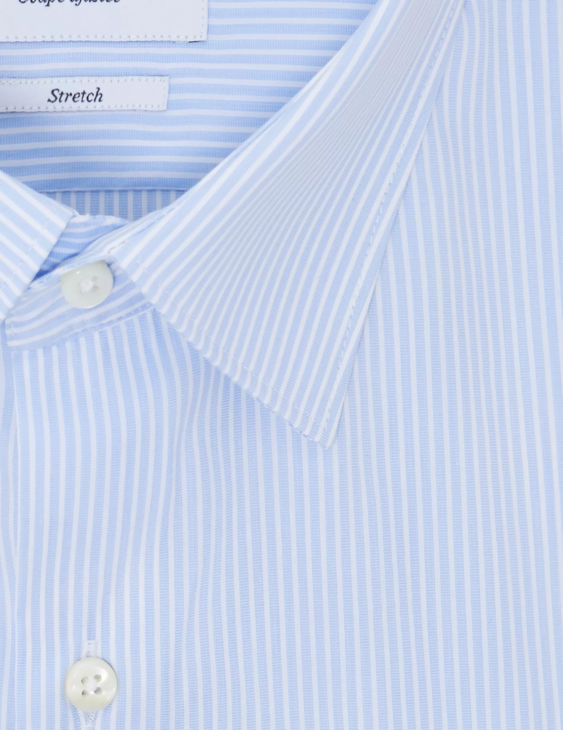 Figaret Paris Colors & Patterns·Stripe Shirts | Colors & Patterns·Blue Shirts | Chemise Ajustée Stretch Rayée Bleue