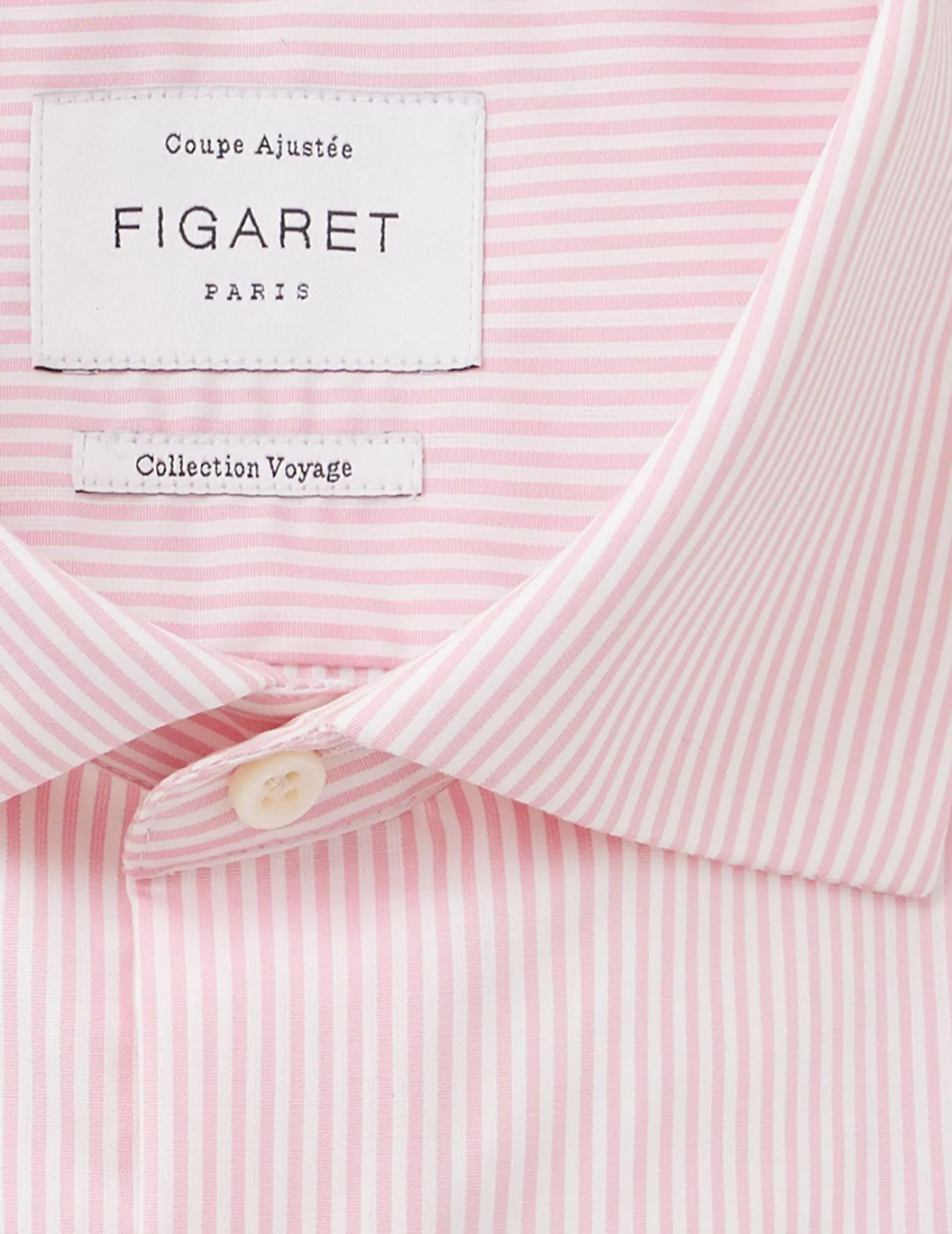Figaret Paris Colors & Patterns·Stripe Shirts | Colors & Patterns·Pink Shirts | Chemise Ajustée Voyage Rayée Rose