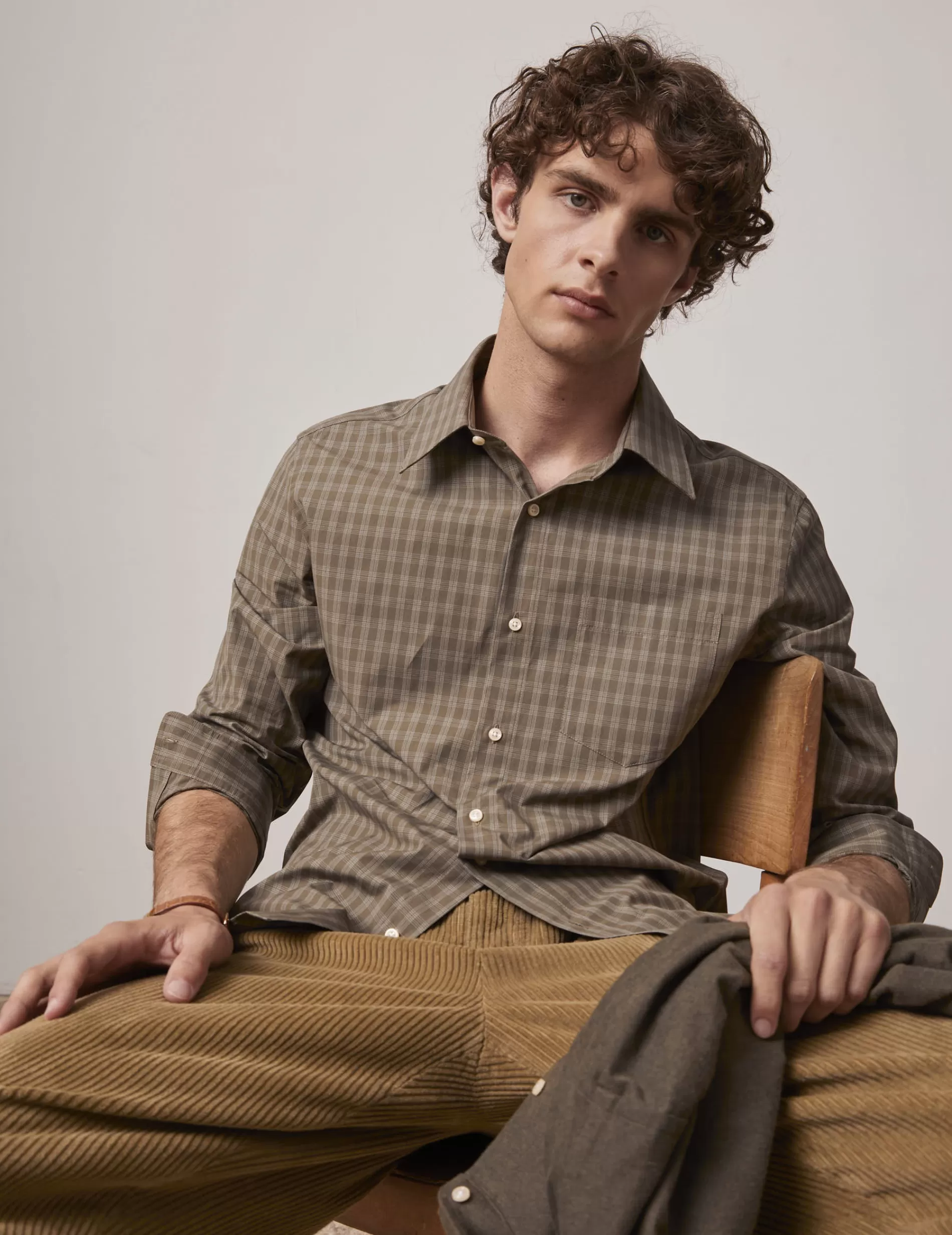 Figaret Paris Colors & Patterns·Check Shirts | Styles·Casual Shirts | Chemise Arnold à Carreaux Kaki