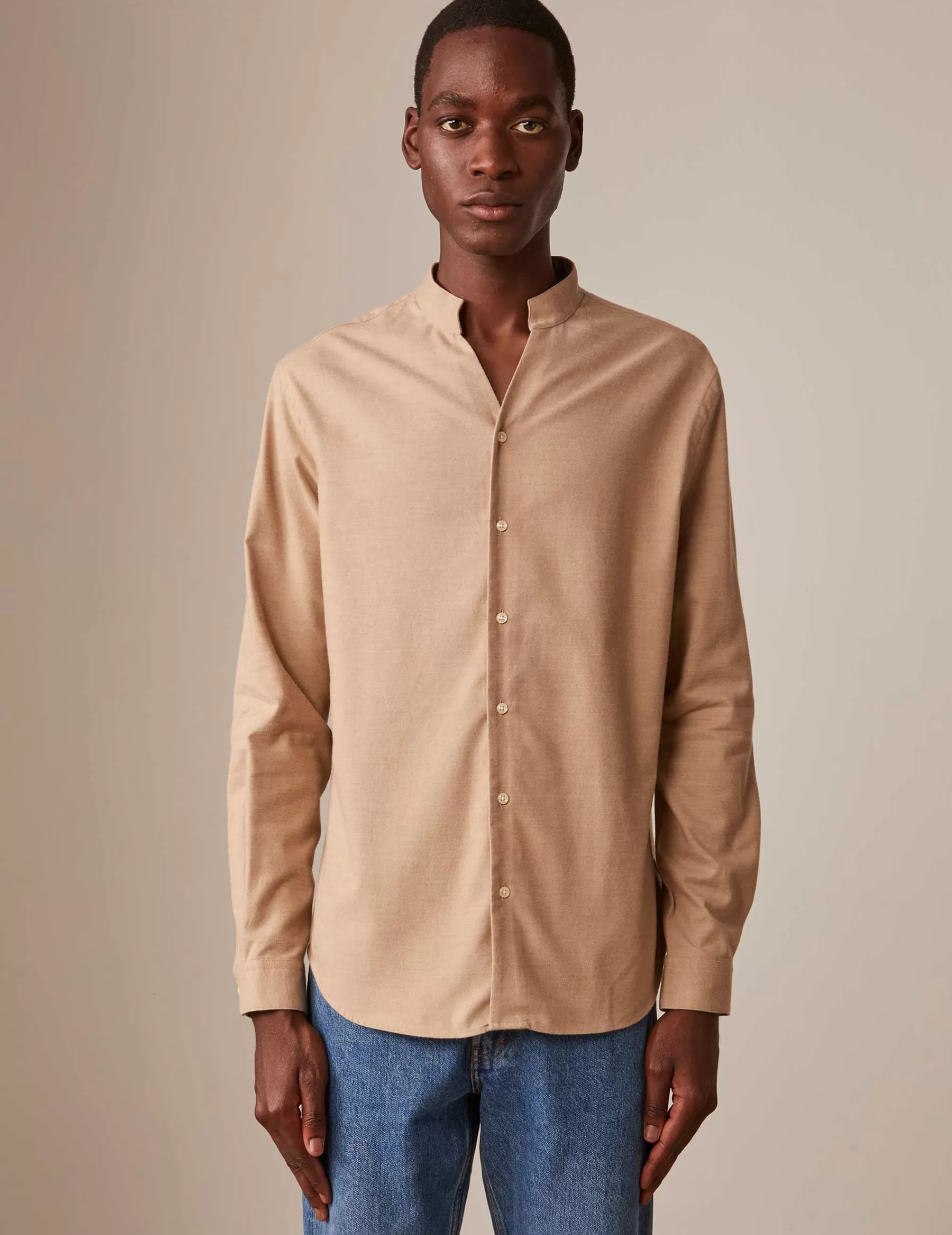 Figaret Paris Curation·Carl Shirts | Styles·Casual Shirts | Chemise Carl En Coton Cachemire Beige