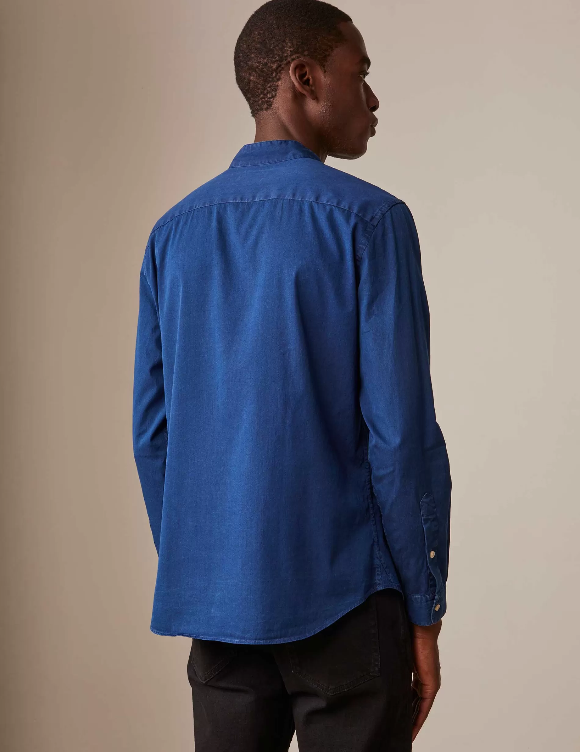 Figaret Paris Colors & Patterns·Blue Shirts | Styles·Casual Shirts | Chemise Carl En Denim Marine Bleu
