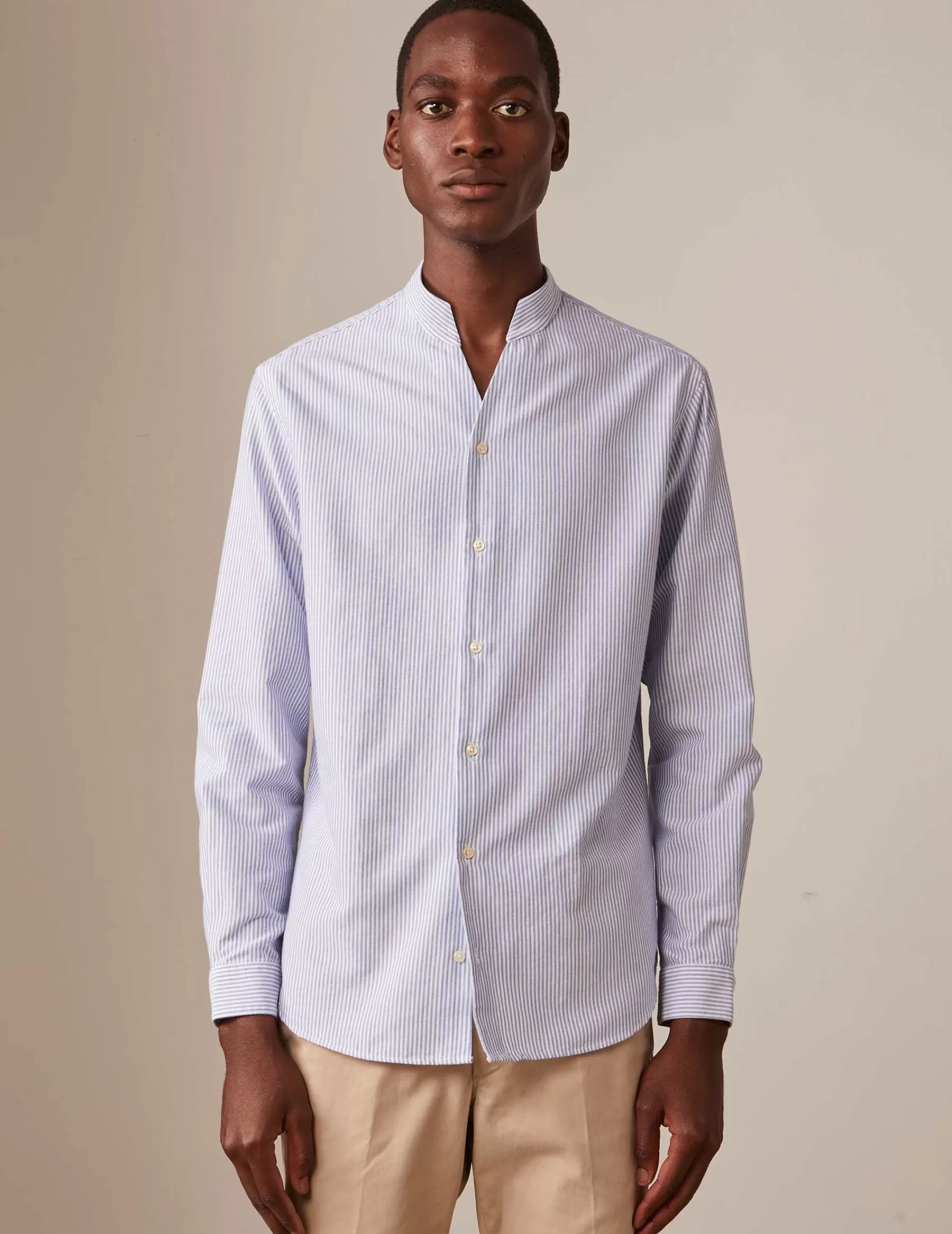 Figaret Paris Colors & Patterns·Stripe Shirts | Colors & Patterns·Blue Shirts | Chemise Carl Rayée Bleue Marine