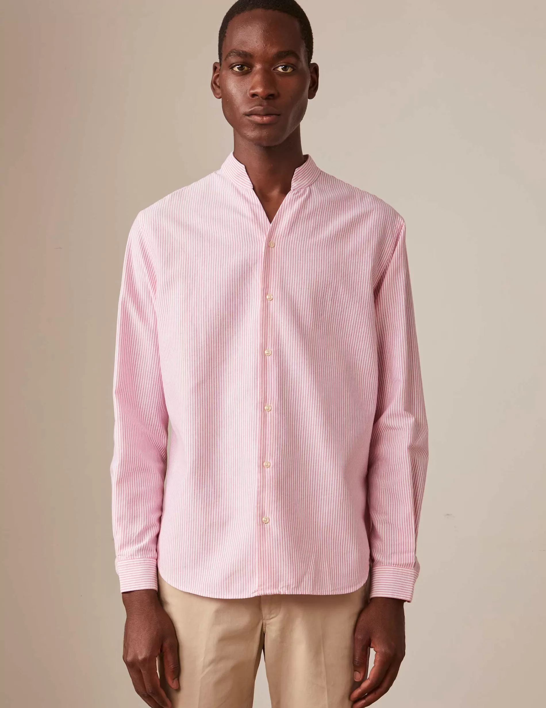 Figaret Paris Colors & Patterns·Stripe Shirts | Colors & Patterns·Pink Shirts | Chemise Carl Rayée Rose