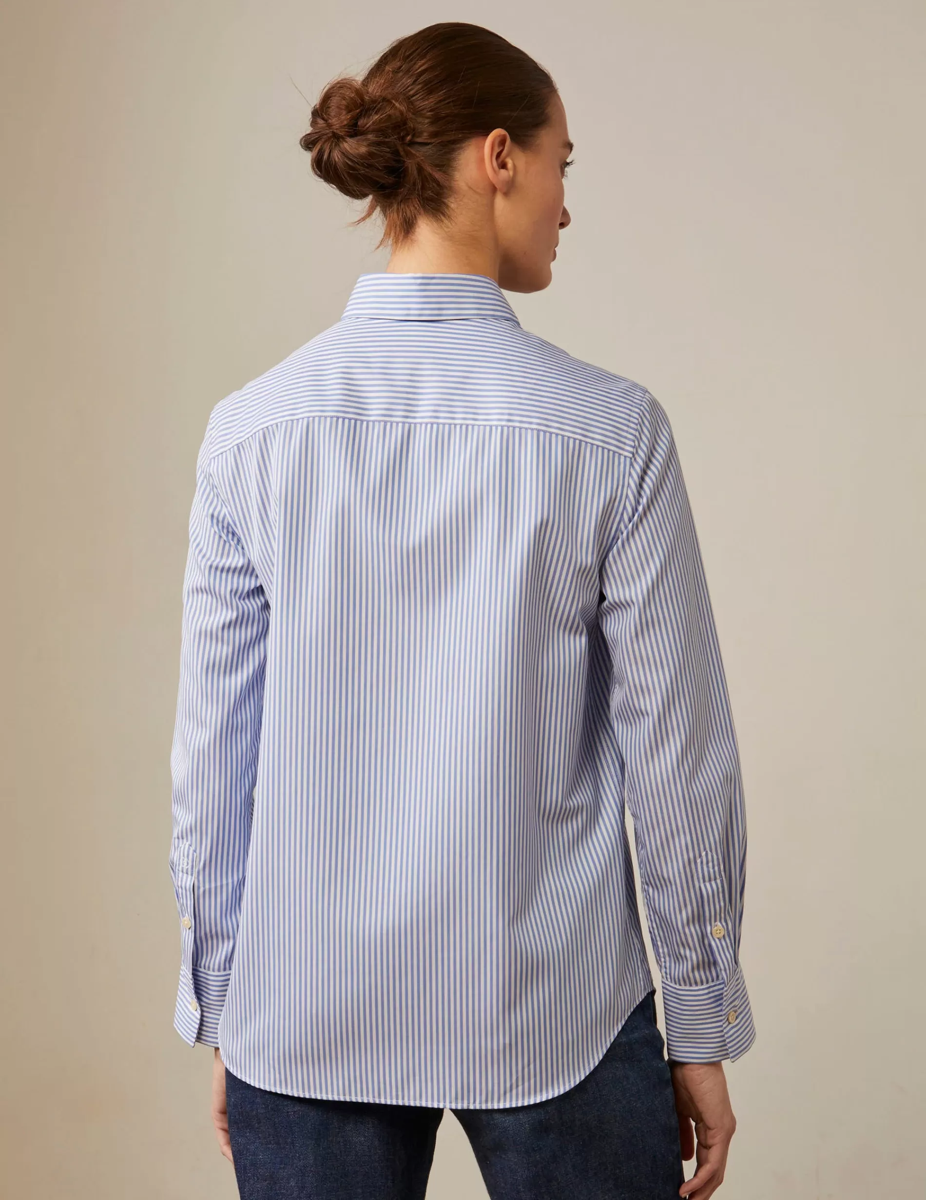 Figaret Paris Colors And Patterns·Stripe Shirts | Colors And Patterns·Blue Shirts | Chemise Caroline Gorge Cachée Rayée Bleue