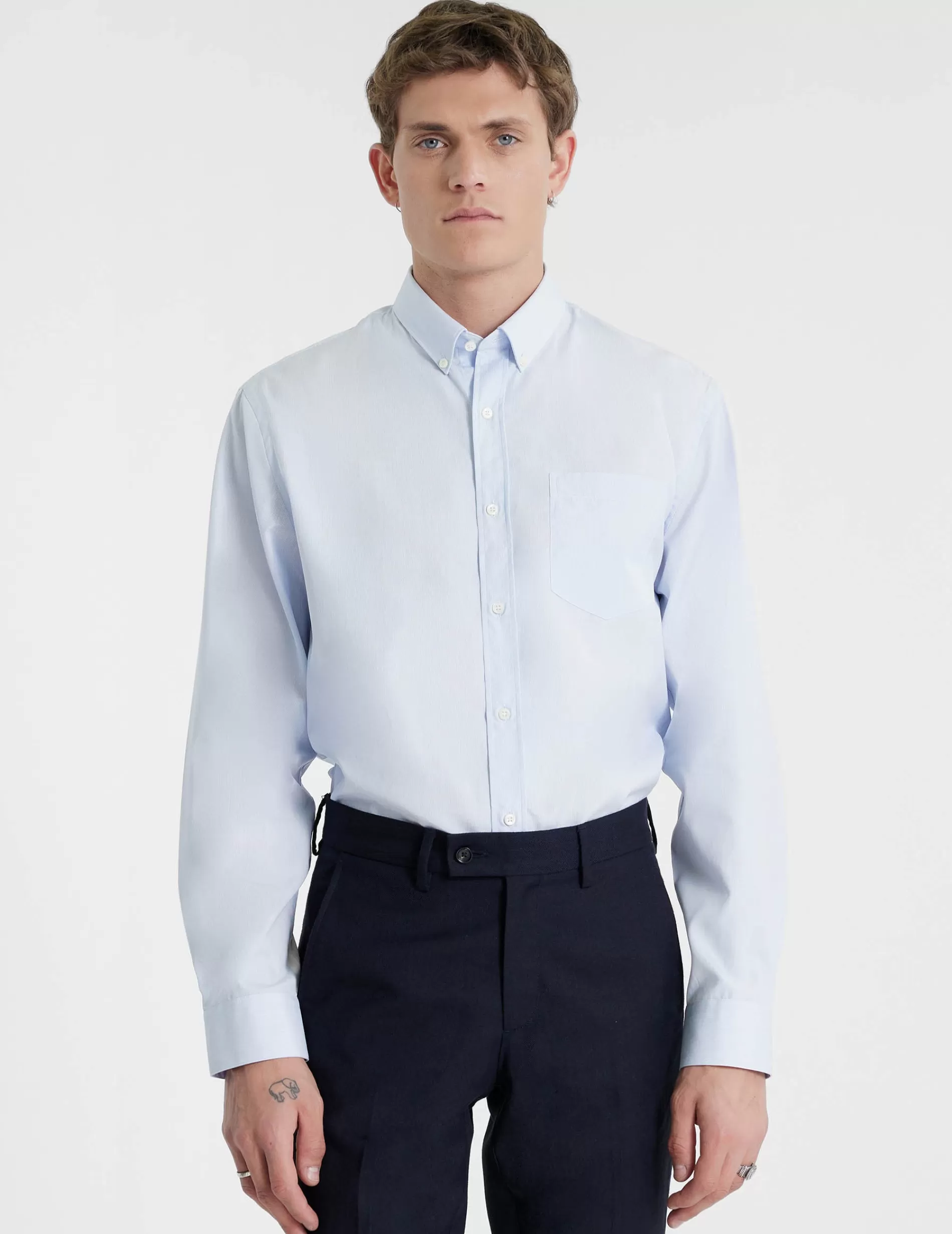 Figaret Paris Colors & Patterns·Stripe Shirts | Colors & Patterns·Blue Shirts | Chemise Classique Rayée Bleue