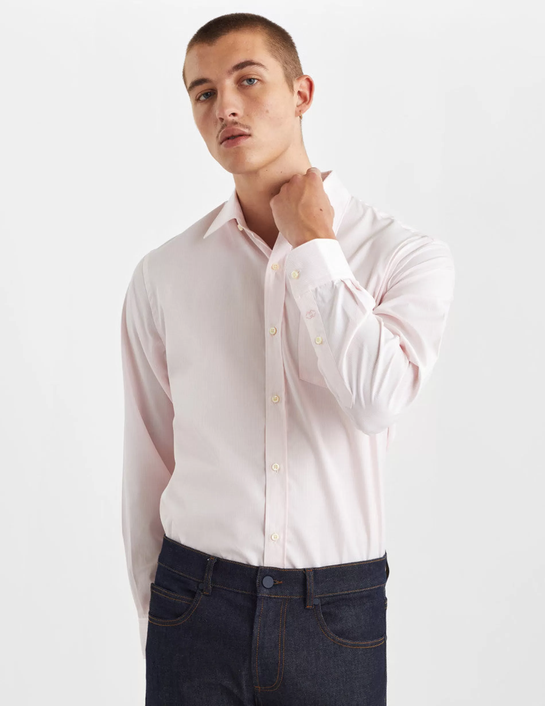 Figaret Paris Colors & Patterns·Stripe Shirts | Colors & Patterns·Pink Shirts | Chemise Classique Rayée Rose