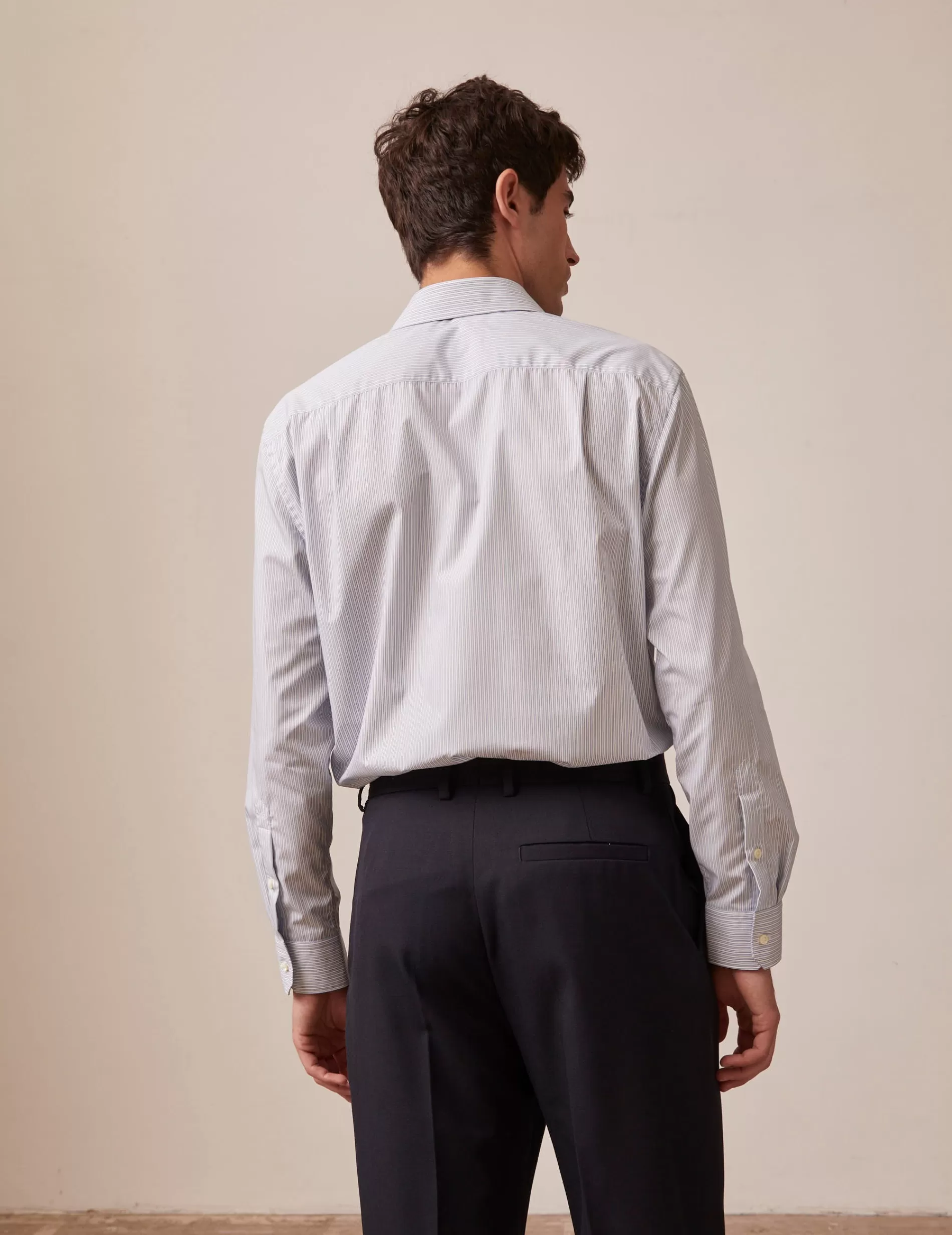 Figaret Paris Colors & Patterns·Stripe Shirts | Colors & Patterns·Blue Shirts | Chemise Classique Voyage Rayée Bleue