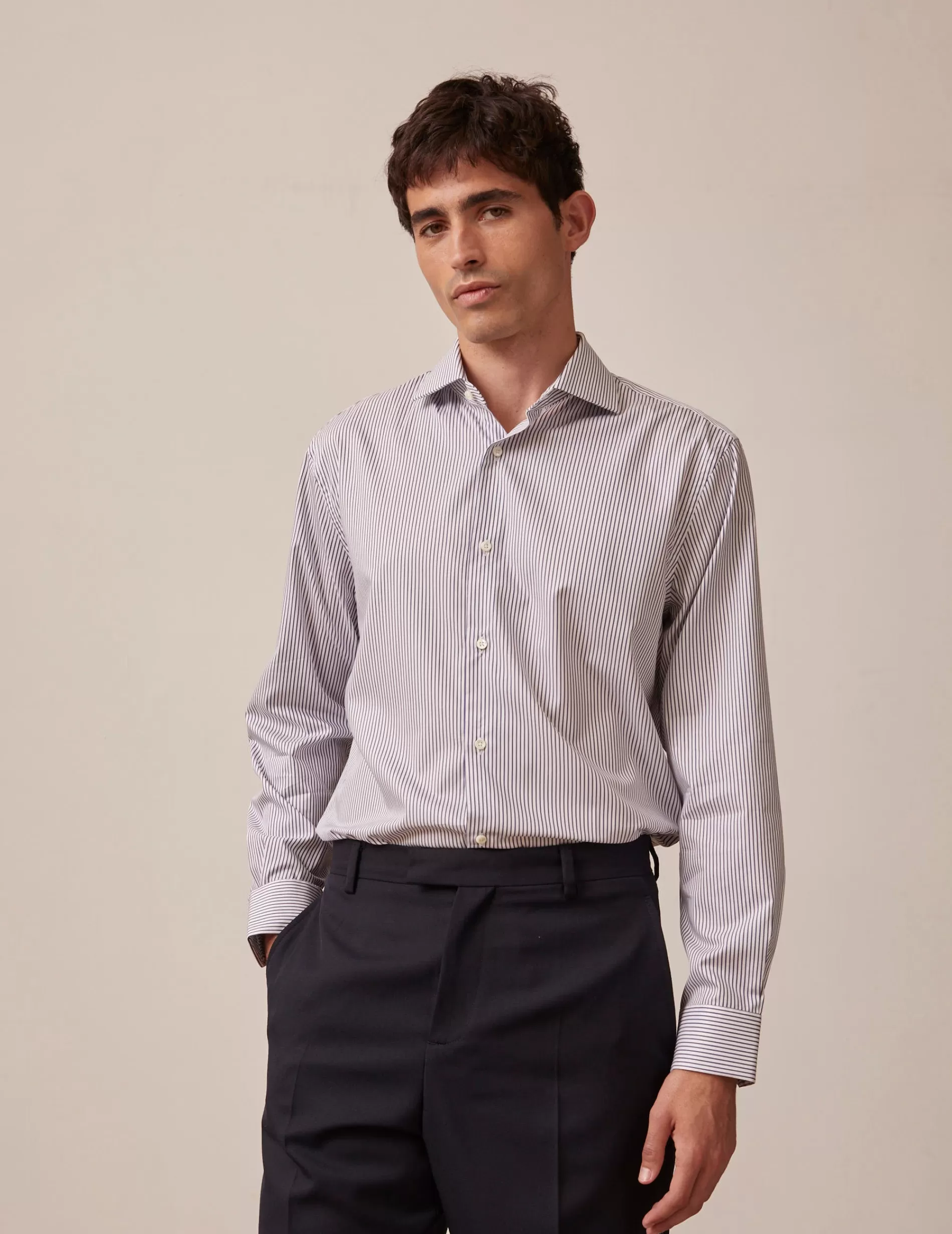 Figaret Paris Colors & Patterns·Stripe Shirts | Styles·Formal Shirts | Chemise Classique Voyage Rayée Marine