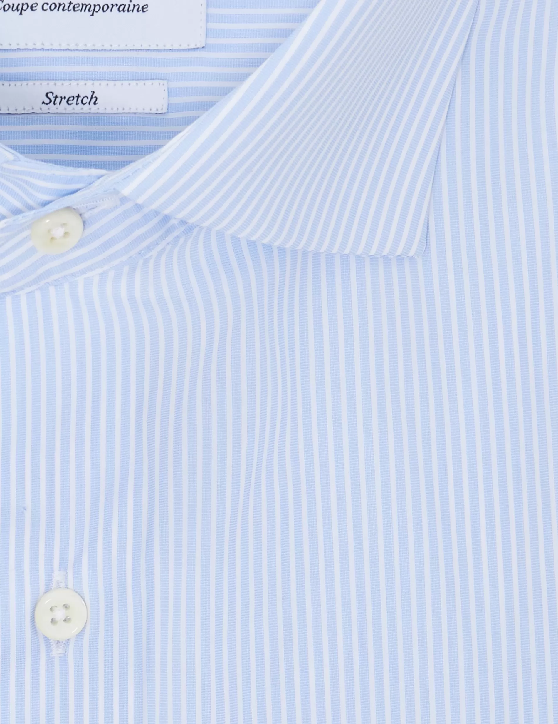 Figaret Paris Colors & Patterns·Stripe Shirts | Colors & Patterns·Blue Shirts | Chemise Contemporaine Stretch Rayée Bleue