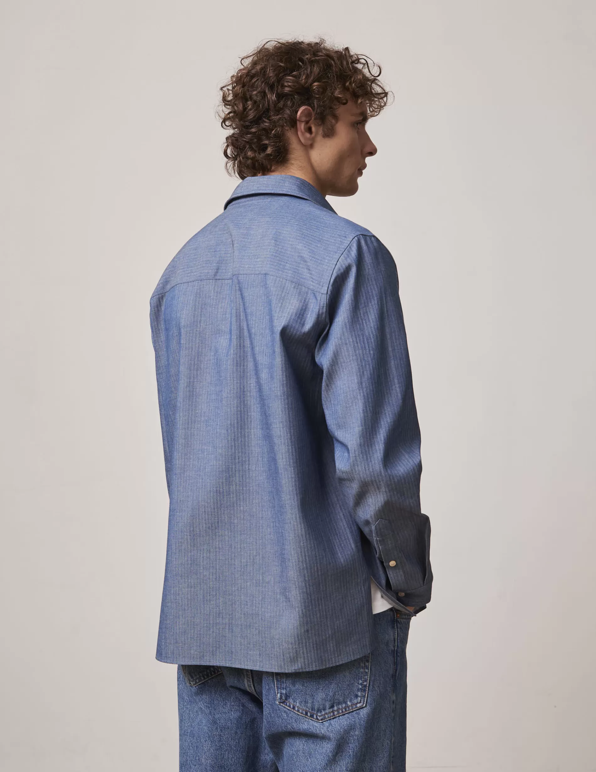 Figaret Paris Colors & Patterns·Blue Shirts | Styles·Casual Shirts | Chemise Florian En Denim Bleue