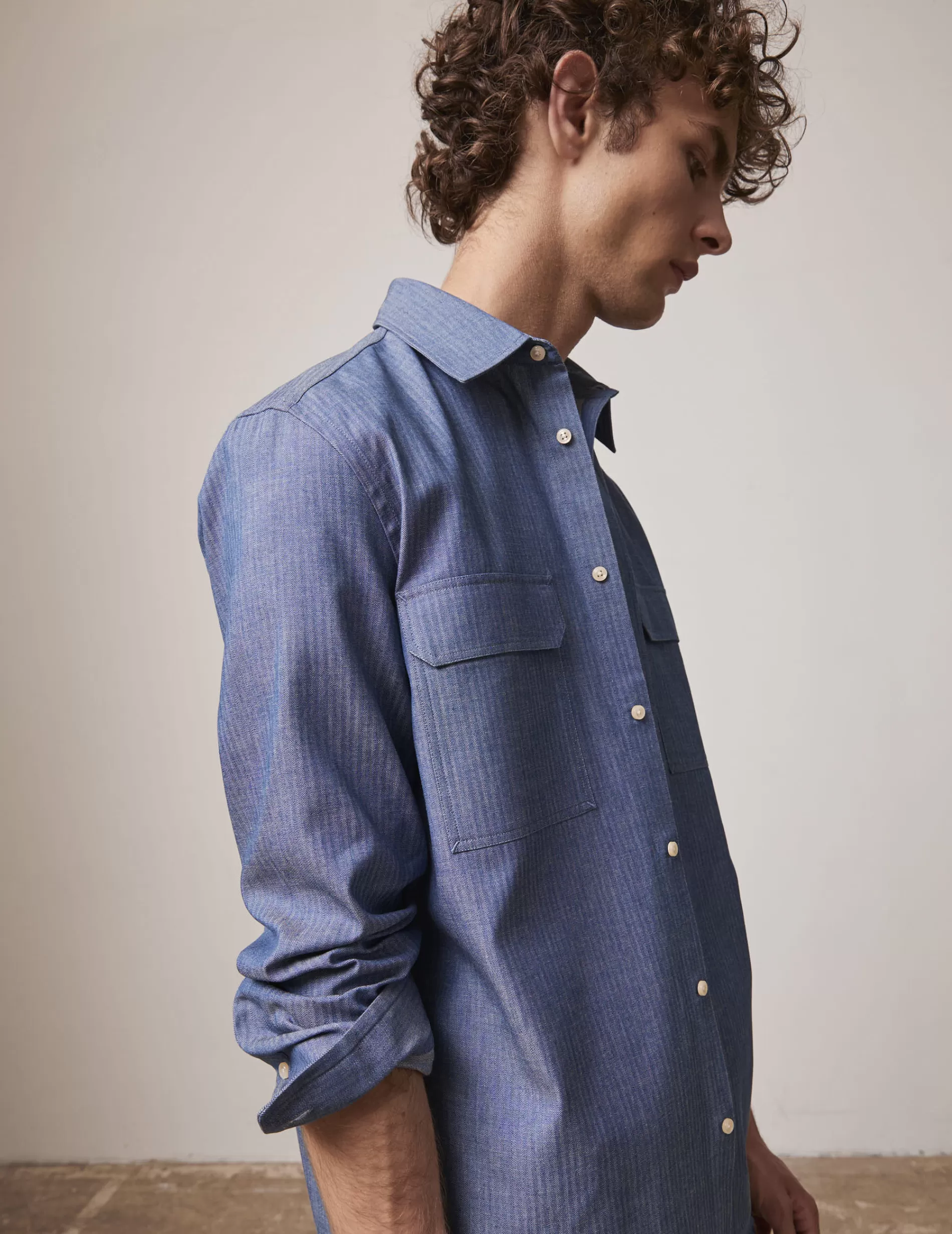 Figaret Paris Colors & Patterns·Blue Shirts | Styles·Casual Shirts | Chemise Florian En Denim Bleue