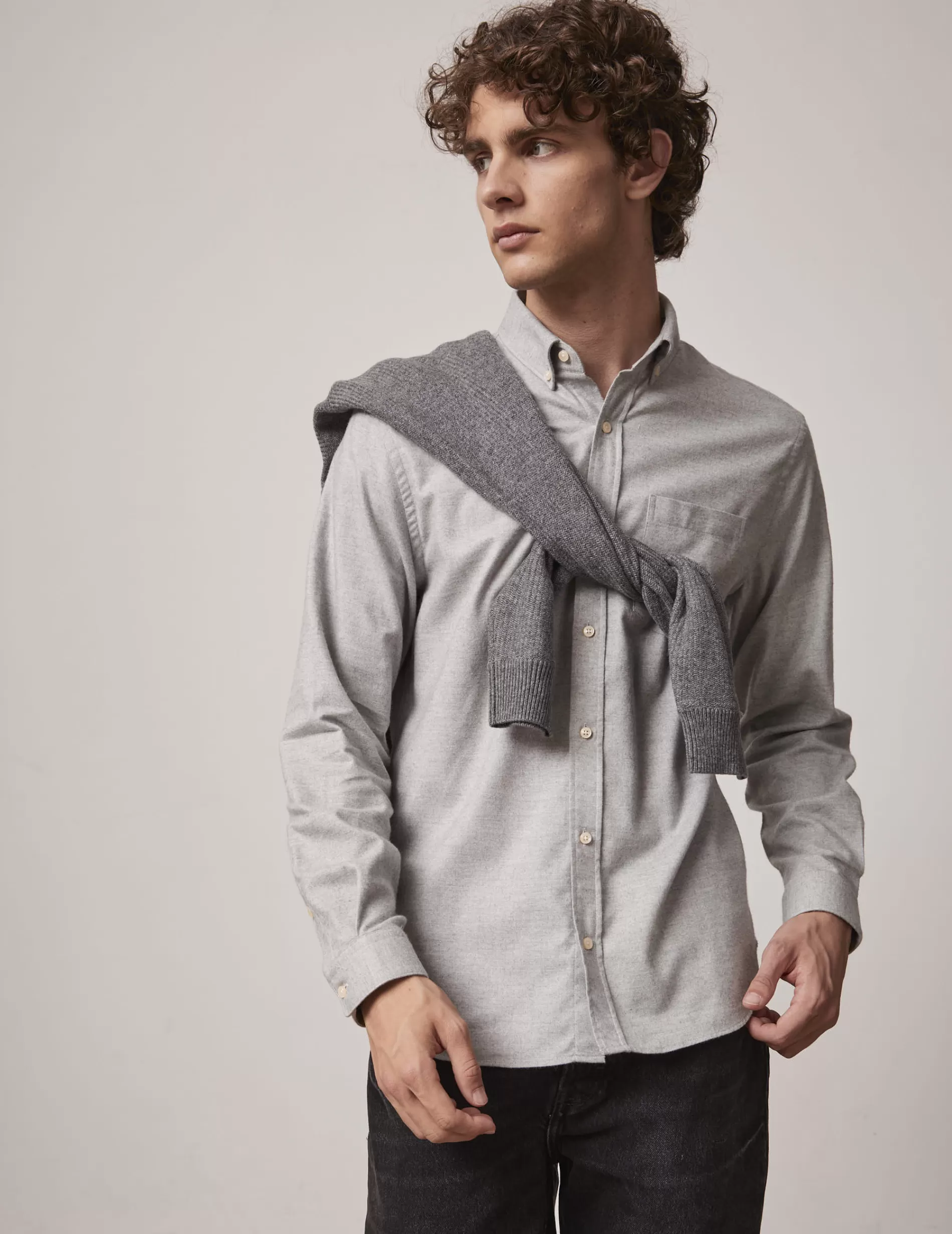 Figaret Paris Styles·Casual Shirts | Chemise Gabriel En Coton Cachemire Gris