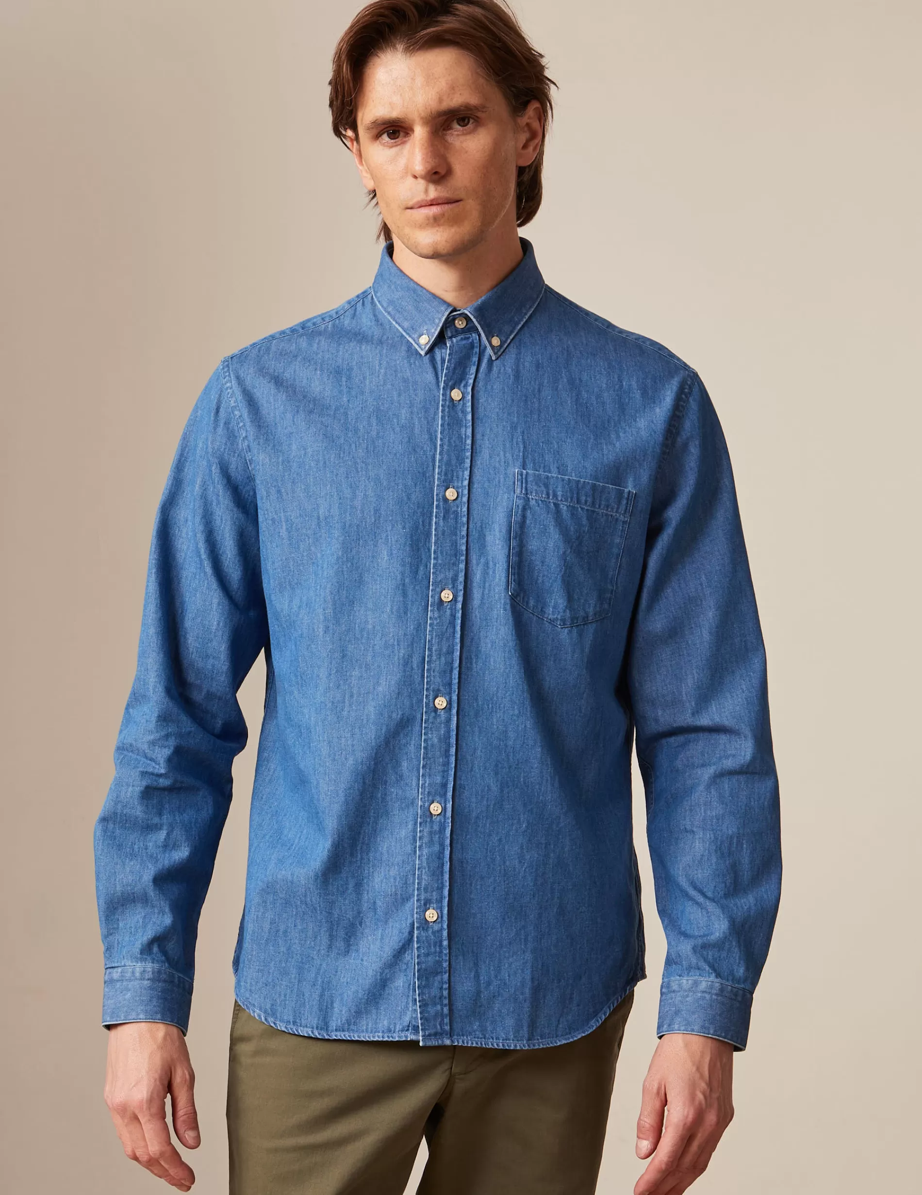 Figaret Paris Colors & Patterns·Blue Shirts | Styles·Casual Shirts | Chemise Gabriel En Denim Bleu Bleu clair