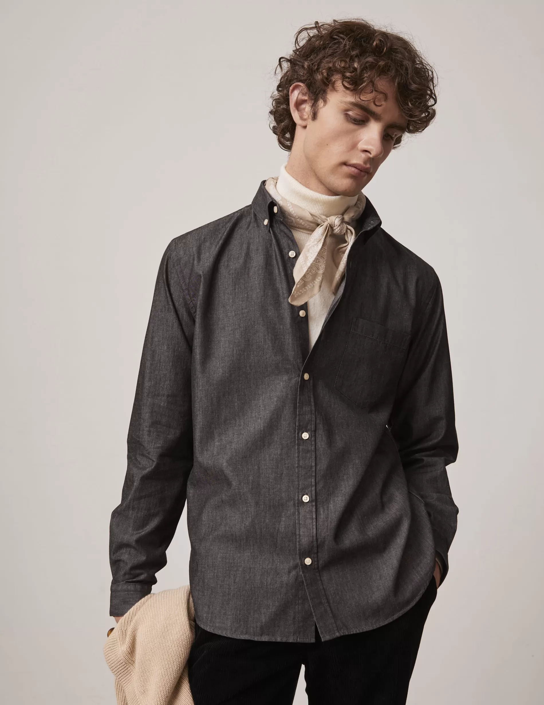 Figaret Paris Styles·Casual Shirts | Chemise Gabriel En Denim Noir