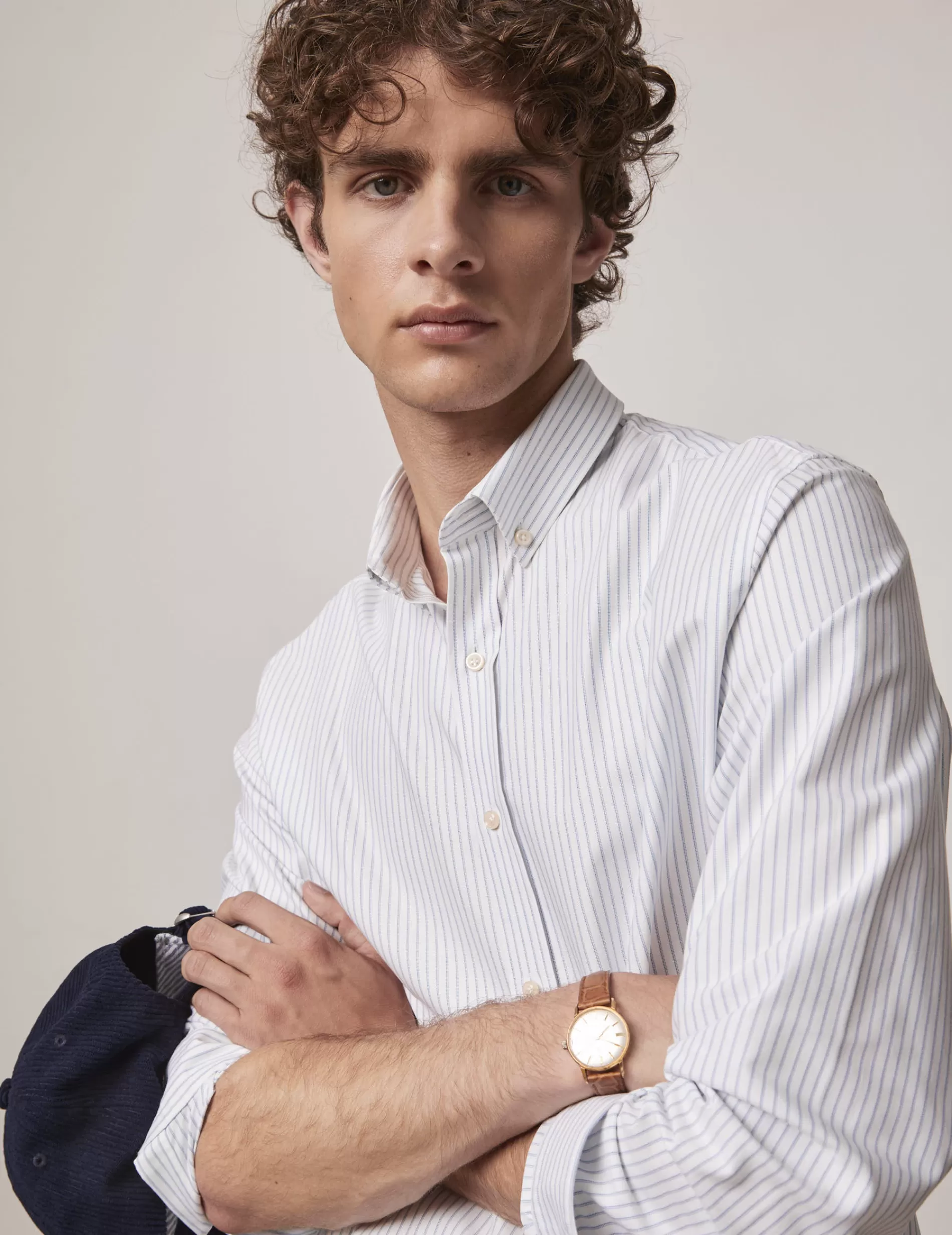 Figaret Paris Colors & Patterns·Stripe Shirts | Colors & Patterns·Blue Shirts | Chemise Gabriel Rayée Bleue