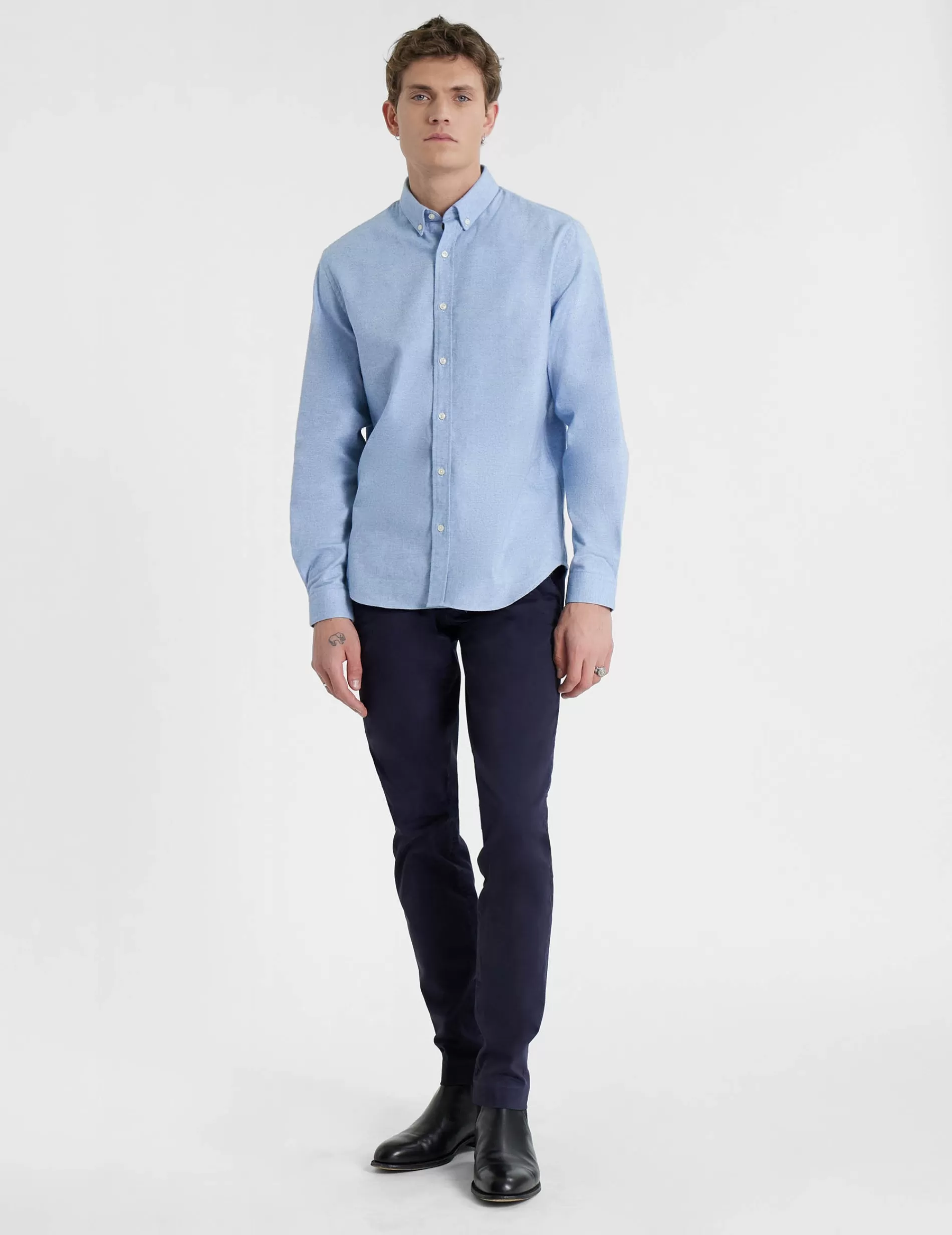 Figaret Paris Colors & Patterns·Blue Shirts | Styles·Casual Shirts | Chemise Gaspard En Coton Cachemire Bleu