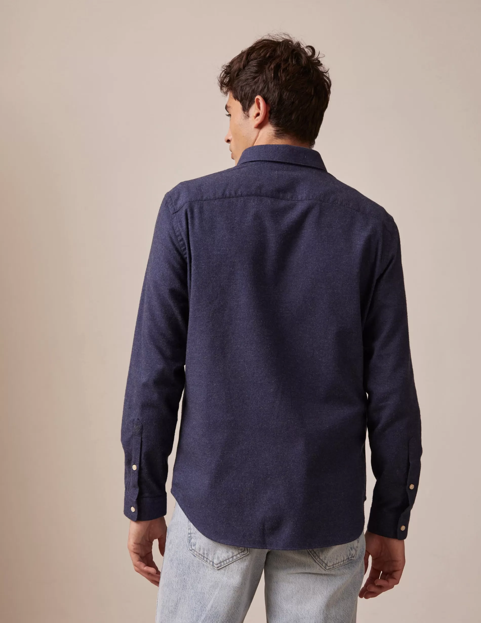 Figaret Paris Colors & Patterns·Blue Shirts | Styles·Casual Shirts | Chemise Gaspard En Coton Cachemire Bleu Marine