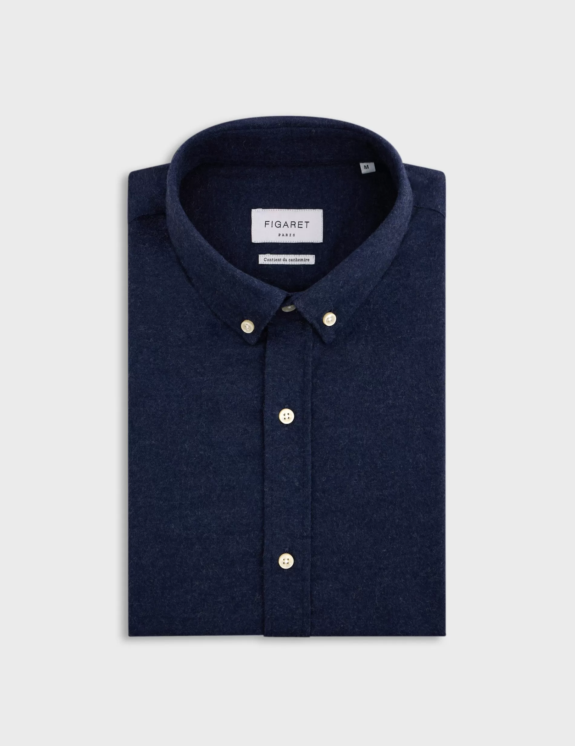 Figaret Paris Colors & Patterns·Blue Shirts | Styles·Casual Shirts | Chemise Gaspard En Coton Cachemire Bleu Marine
