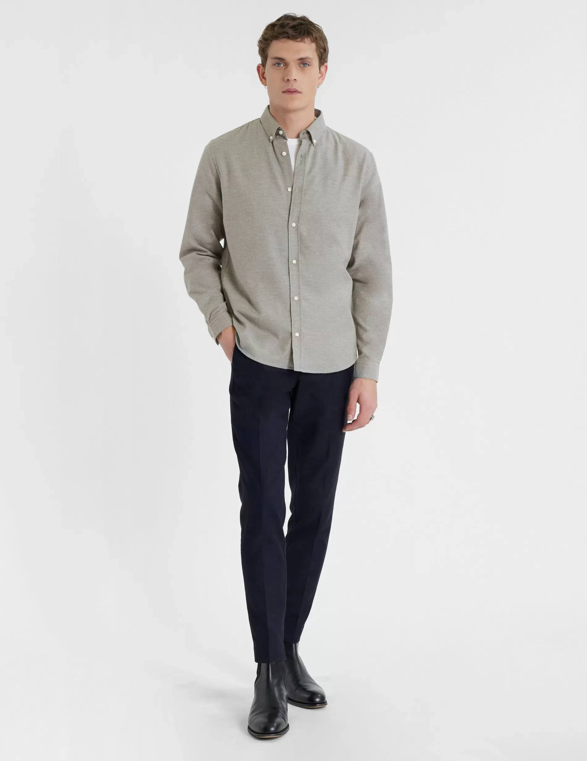 Figaret Paris Styles·Casual Shirts | Chemise Gaspard En Coton Cachemire Gris