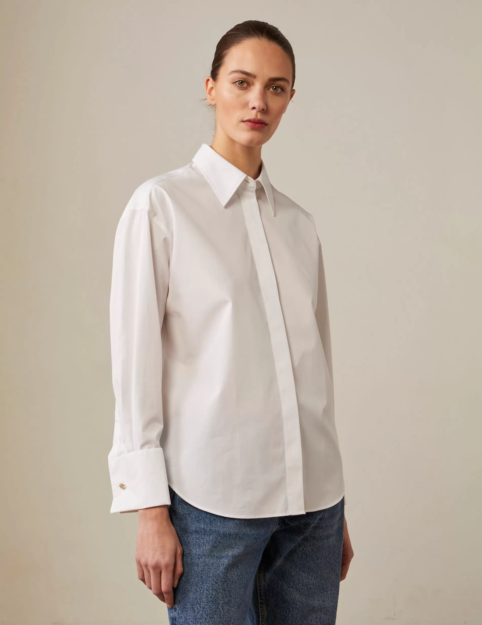 Figaret Paris Colors And Patterns·Plain Shirts | Colors And Patterns·White Shirts | Chemise Hillie Gorge Cachée Blanche