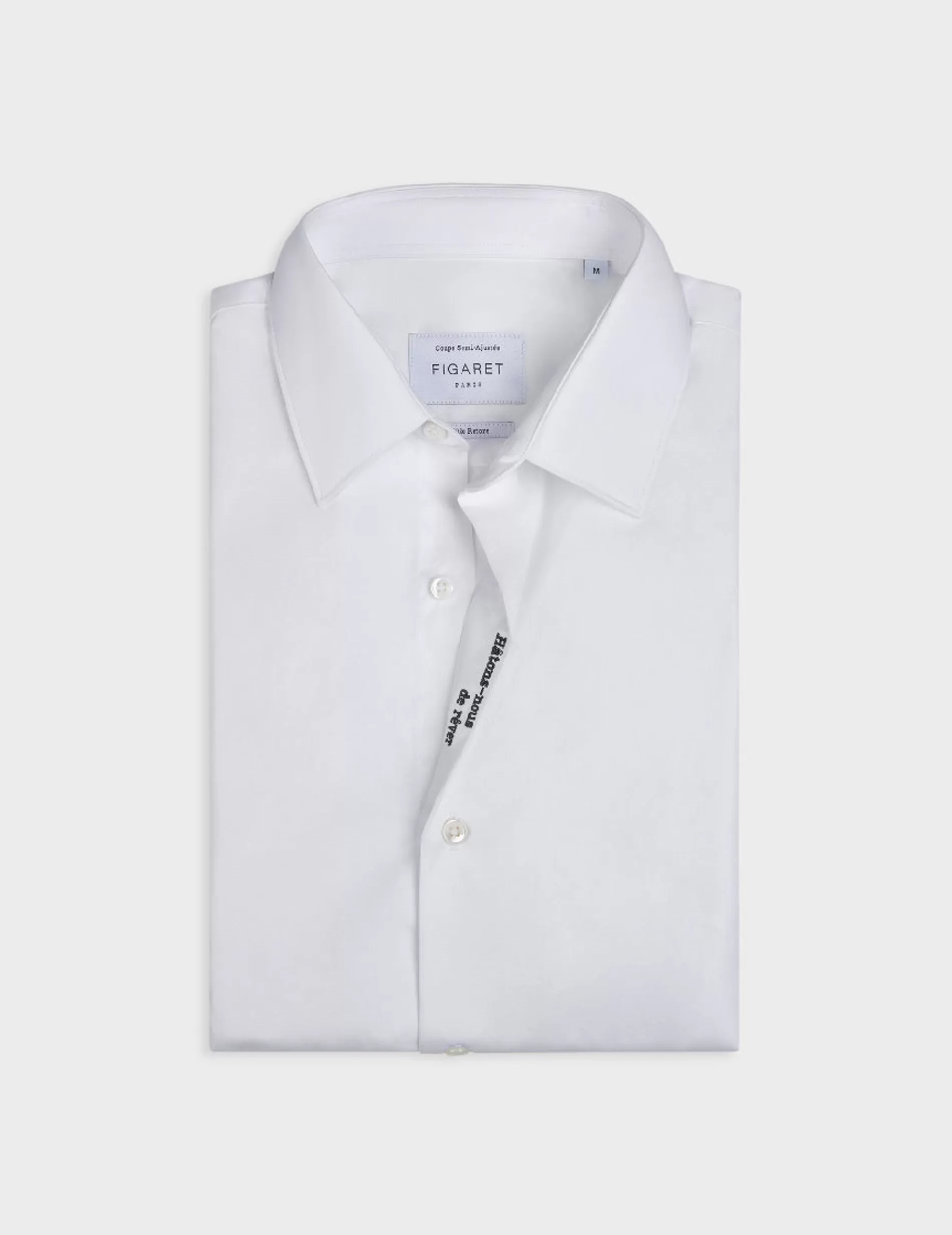 Figaret Paris Colors And Patterns·Plain Shirts | Fabrics·Cotton Shirts | Chemise "Hâtons-nous De Rêver" Blanche