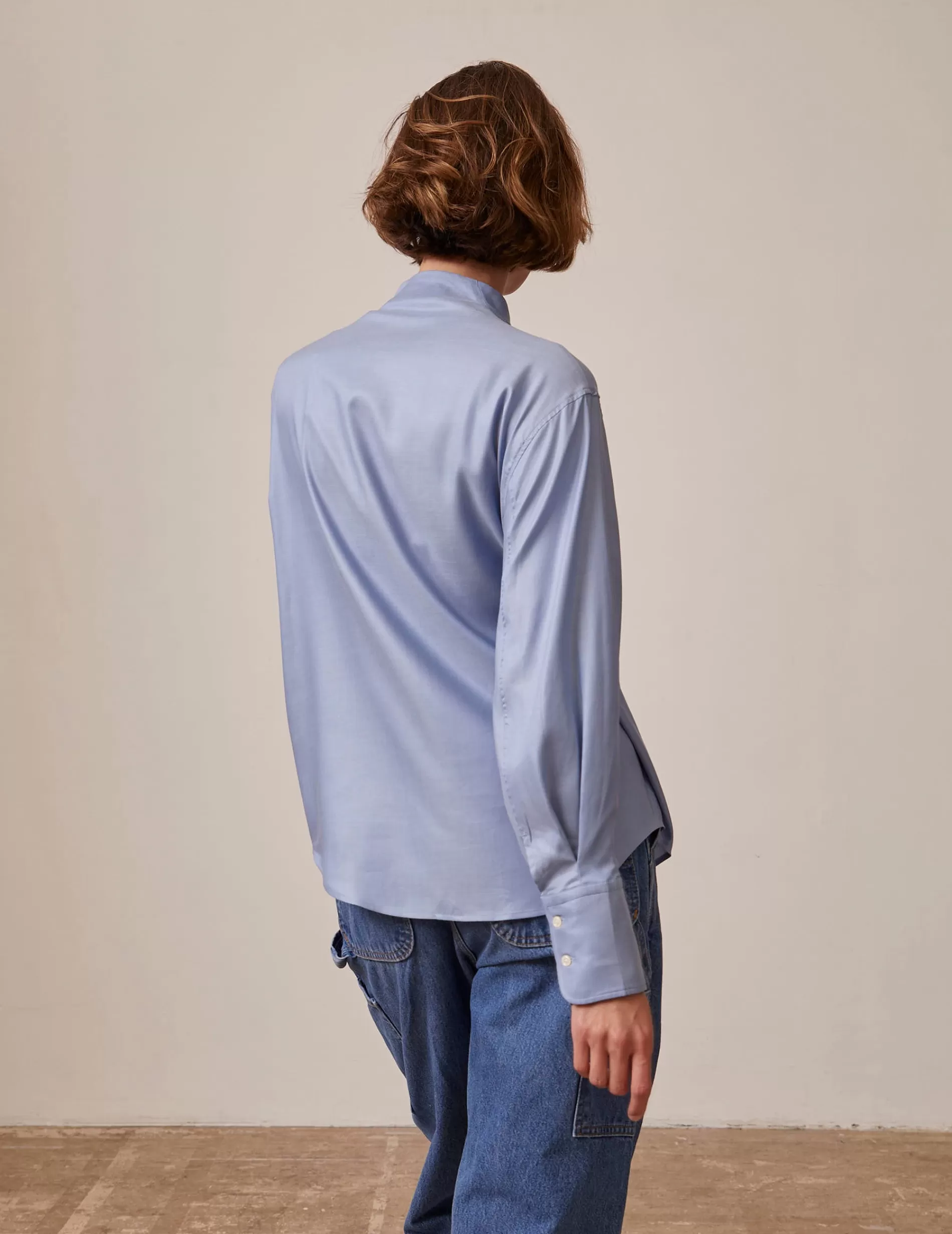 Figaret Paris Colors And Patterns·Plain Shirts | Colors And Patterns·Blue Shirts | Chemise Ilena Gorge Cachée e Bleu