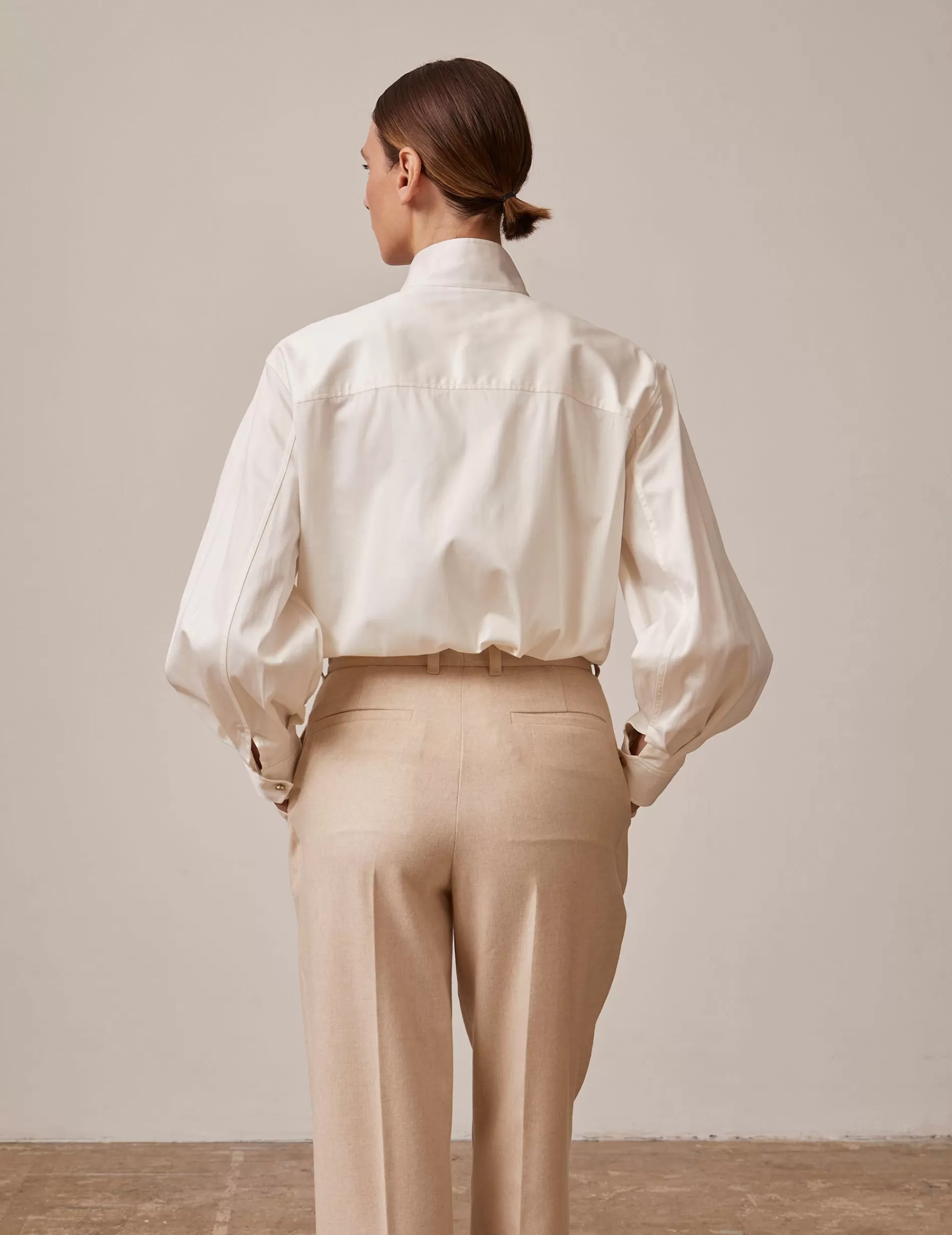 Figaret Paris Colors And Patterns·Plain Shirts | Curation·Chemises Habillées | Chemise Innaée Gorge Cachée écrue Ecru