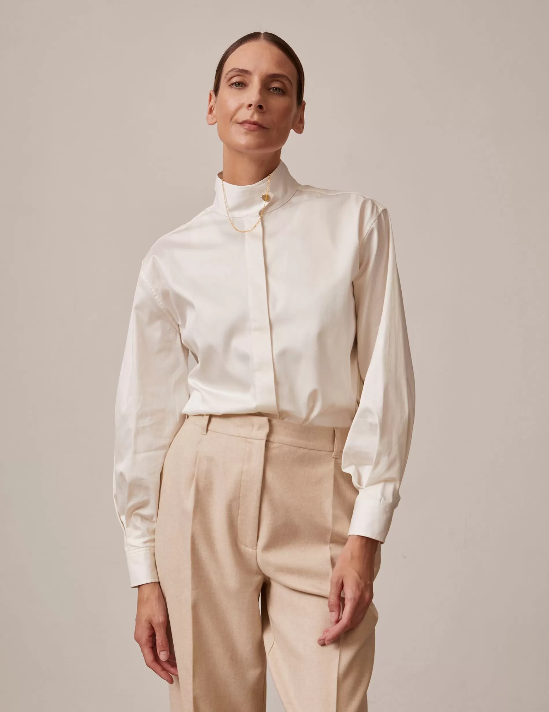 Figaret Paris Colors And Patterns·Plain Shirts | Curation·Chemises Habillées | Chemise Innaée Gorge Cachée écrue Ecru