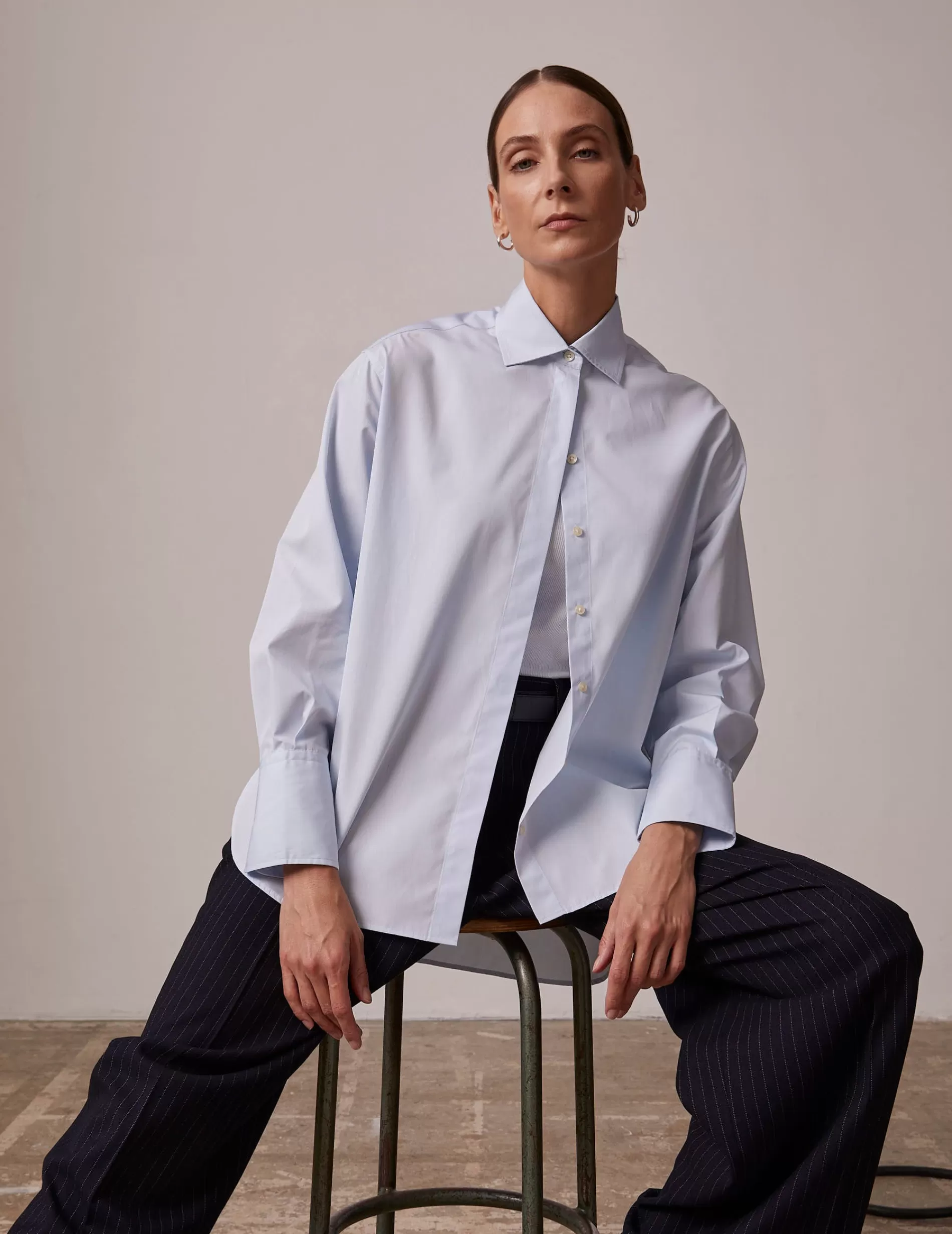 Figaret Paris Colors And Patterns·Plain Shirts | Colors And Patterns·Blue Shirts | Chemise Irene Gorge Cachée e Bleu