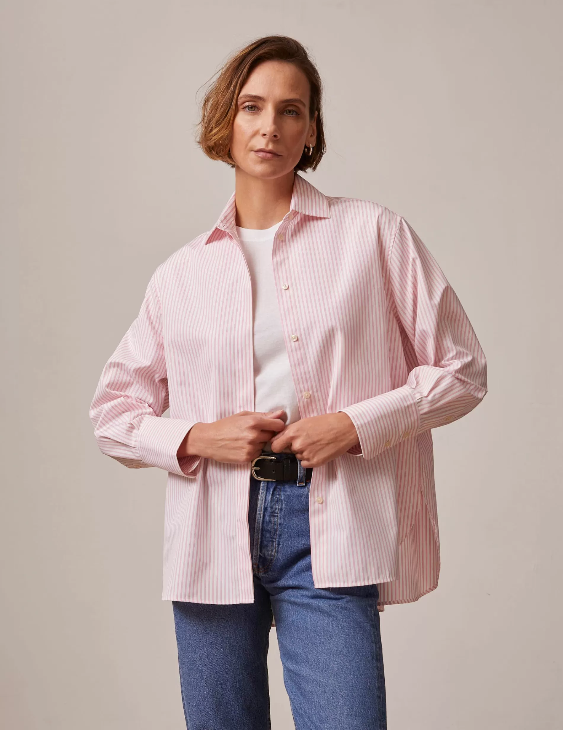 Figaret Paris Colors And Patterns·Stripe Shirts | Colors And Patterns·Pink Shirts | Chemise Irene Gorge Cachée Rose
