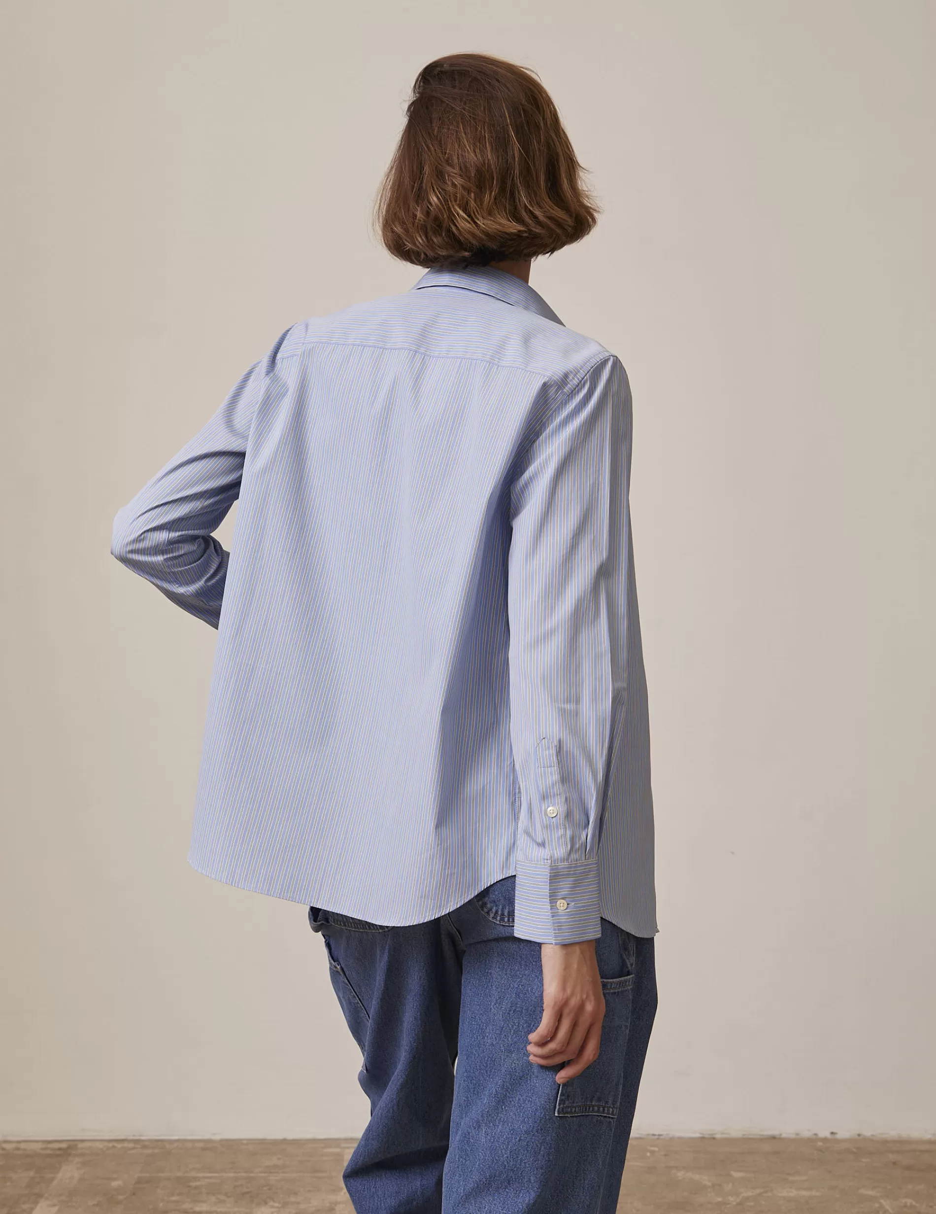 Figaret Paris Colors And Patterns·Stripe Shirts | Colors And Patterns·Blue Shirts | Chemise Irina Gorge Cachée Rayée e Bleu