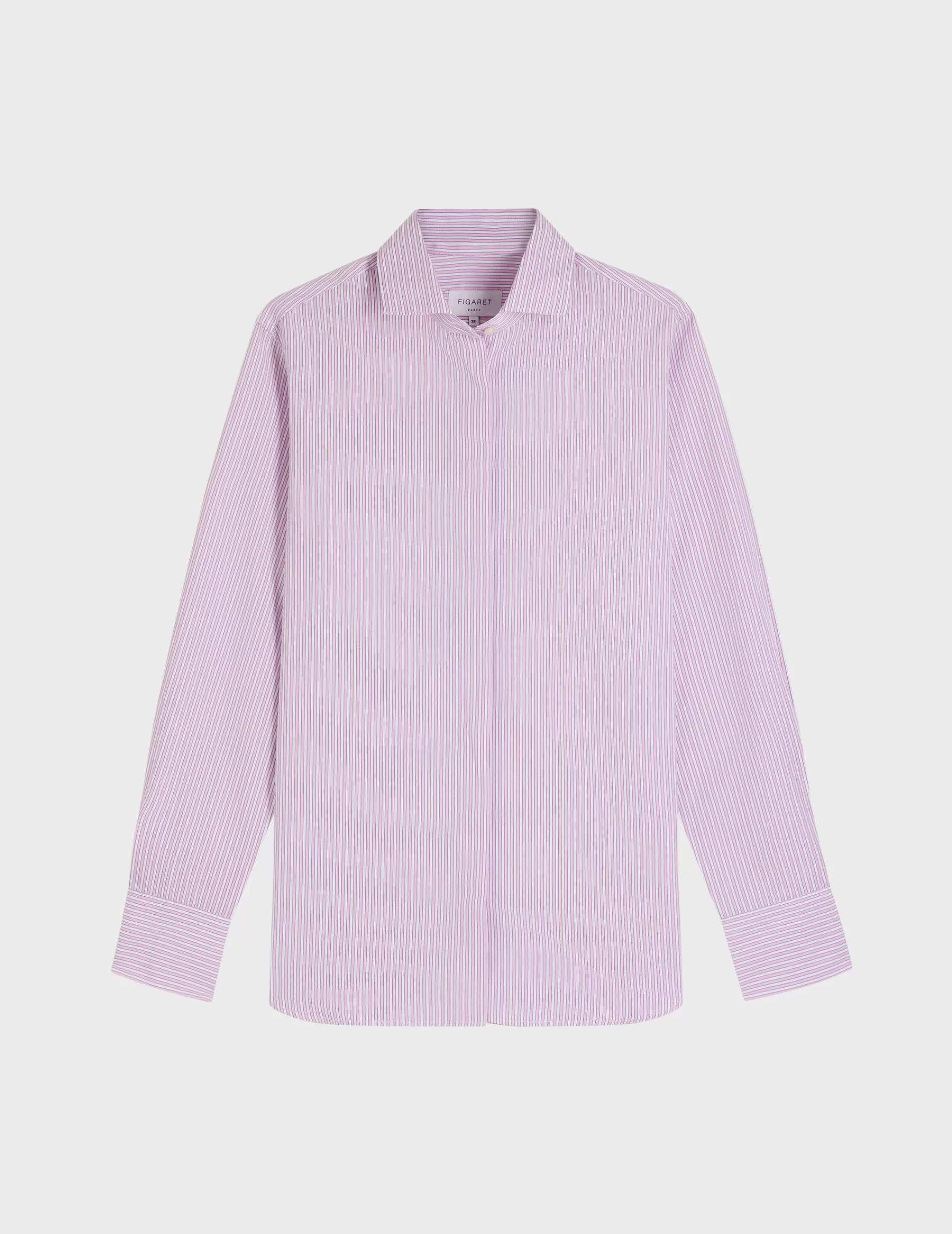 Figaret Paris Colors And Patterns·Stripe Shirts | Colors And Patterns·Pink Shirts | Chemise Irina Gorge Cachée Rayée Rose