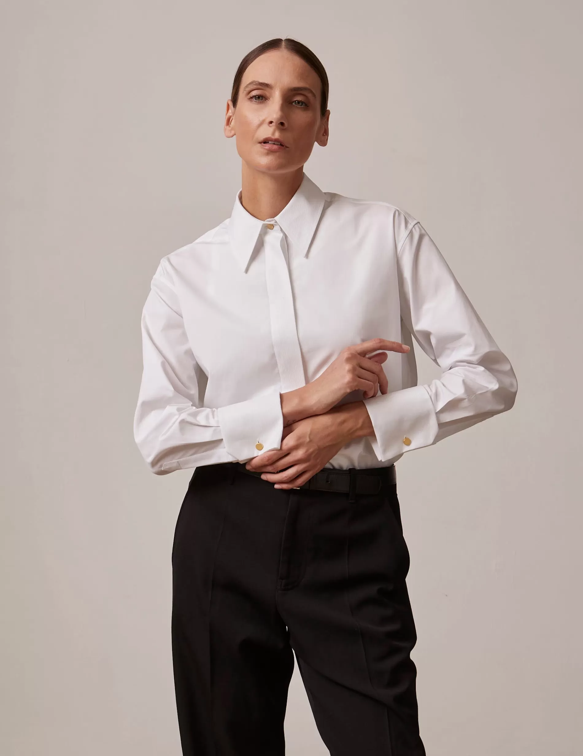Figaret Paris Colors And Patterns·Plain Shirts | Colors And Patterns·White Shirts | Chemise Iris Gorge Cachée Blanche