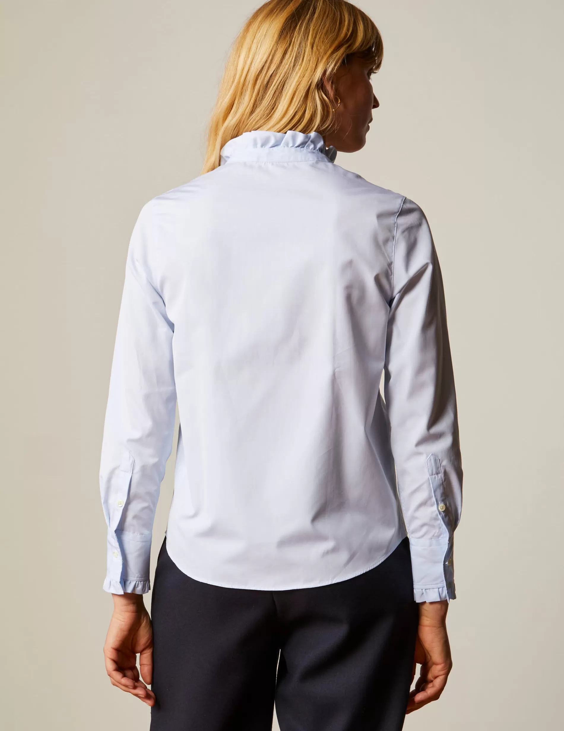 Figaret Paris Colors And Patterns·Plain Shirts | Colors And Patterns·Blue Shirts | Chemise Louison Gorge Cachée e Bleu