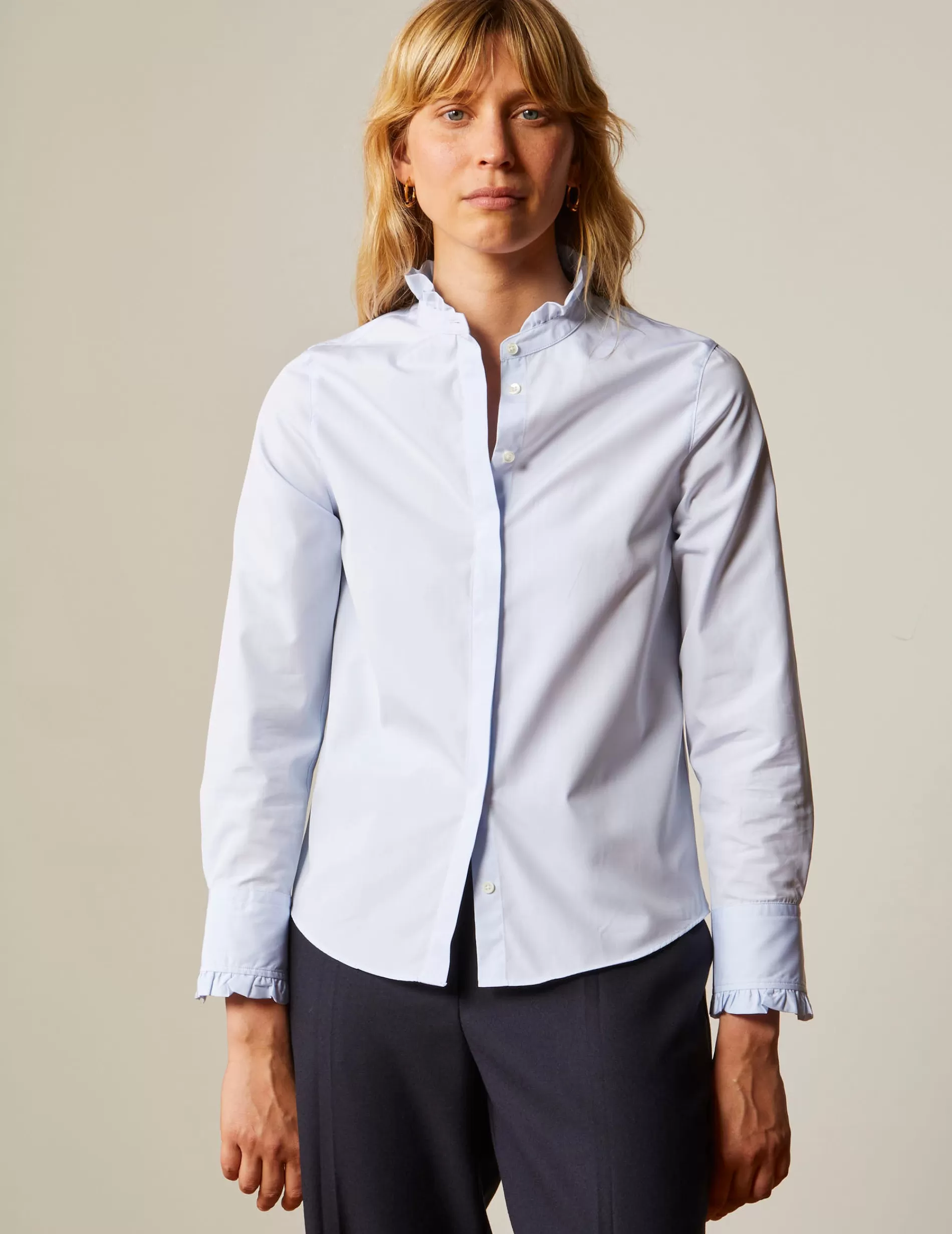 Figaret Paris Colors And Patterns·Plain Shirts | Colors And Patterns·Blue Shirts | Chemise Louison Gorge Cachée e Bleu
